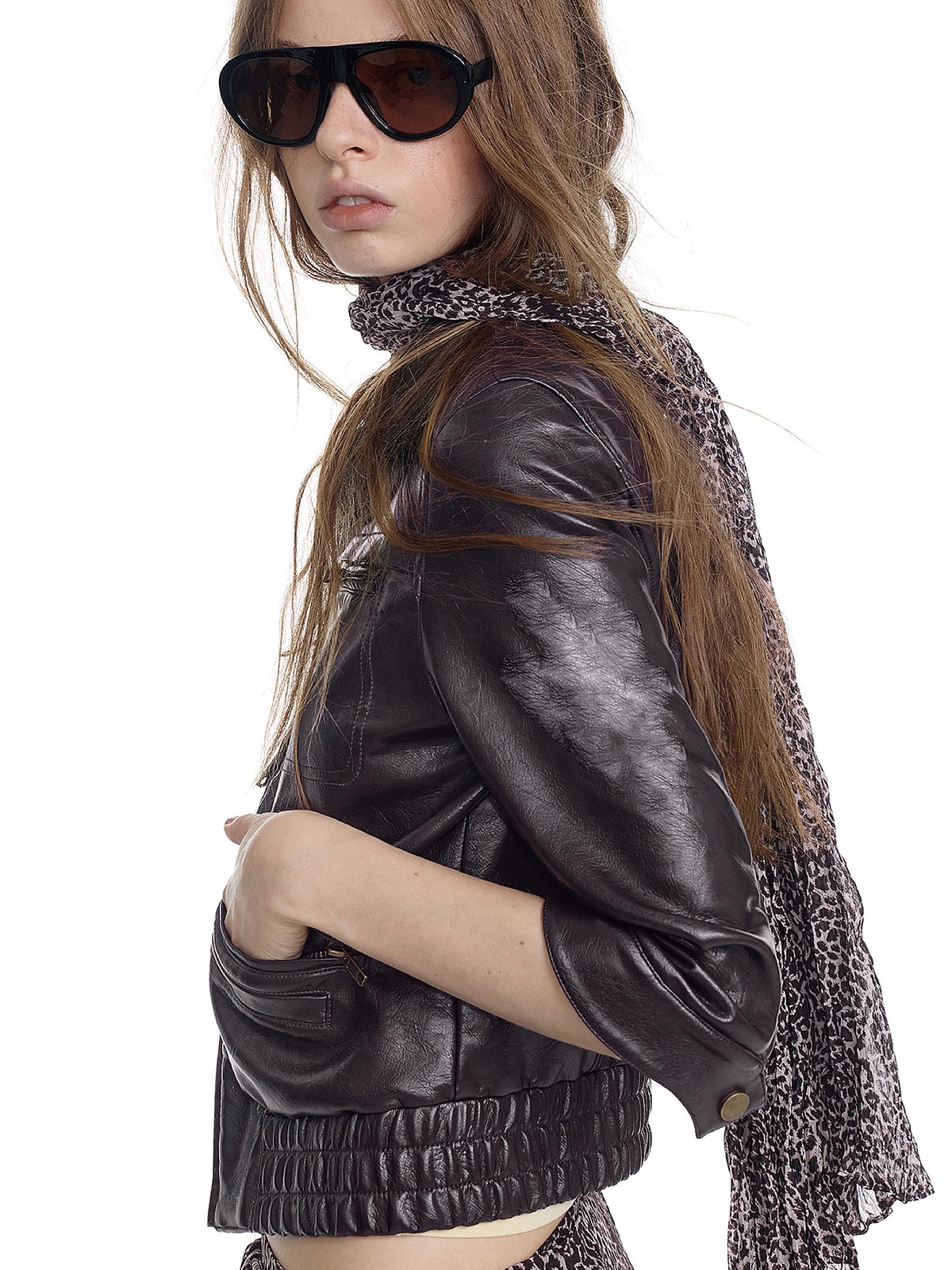 2HK TWO HOUR KEYYY Vintage Mid-Sleeve Cropped Moto Jacket | Canton Collective