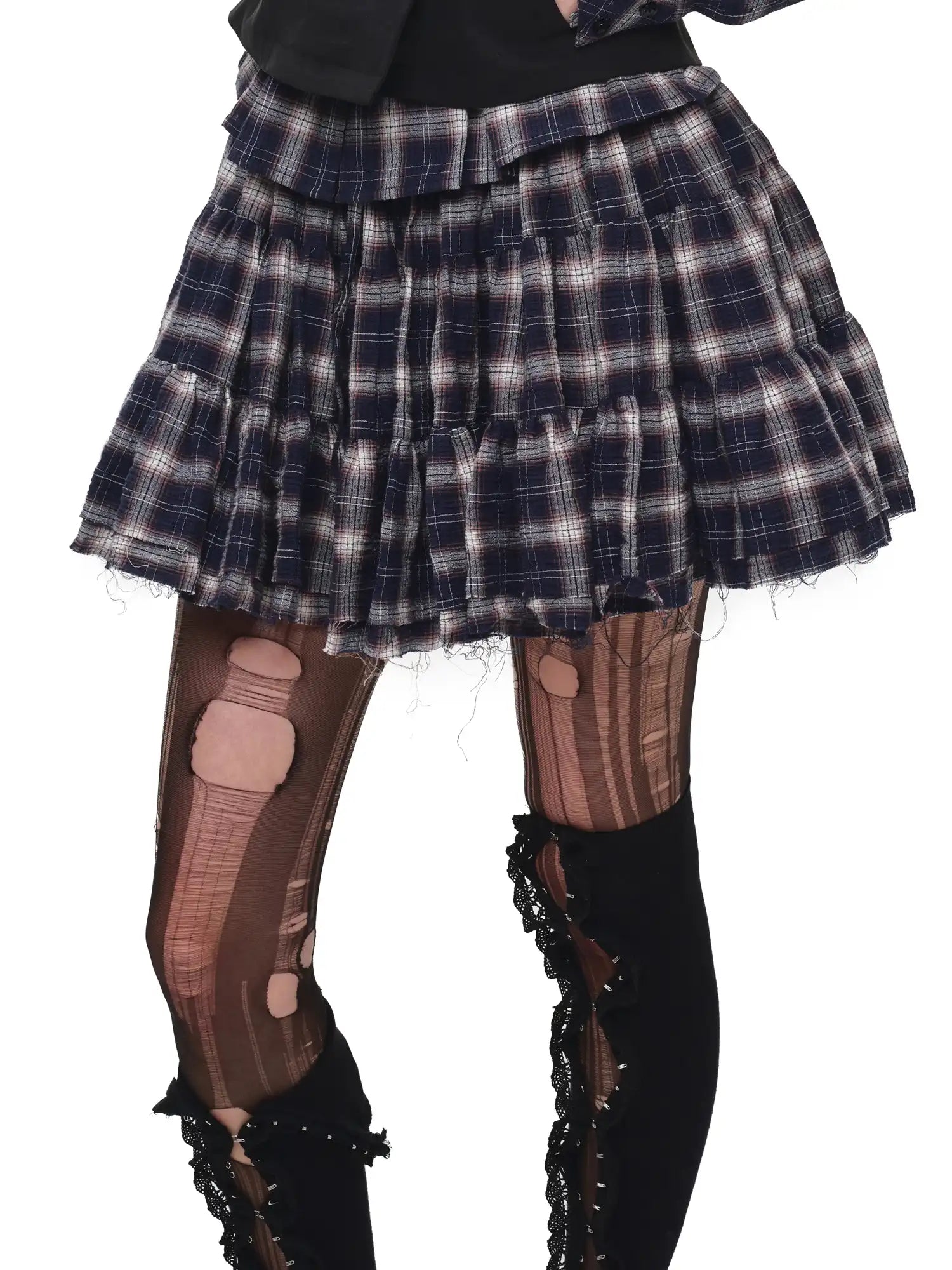 1Jinn Studio Vintage Plaid Tiered Ruffle Mini Skirt | Canton Collective