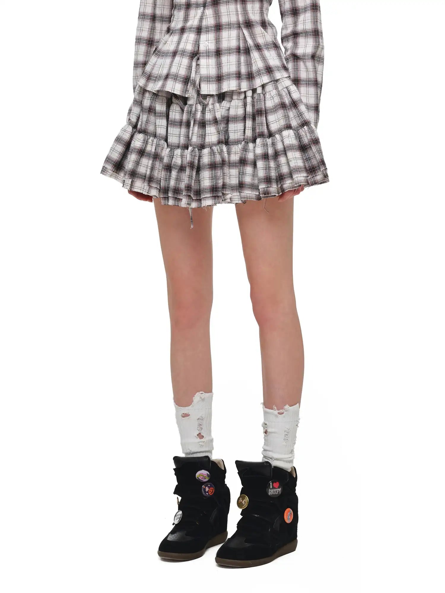 1Jinn Studio Vintage Plaid Tiered Ruffle Mini Skirt | Canton Collective