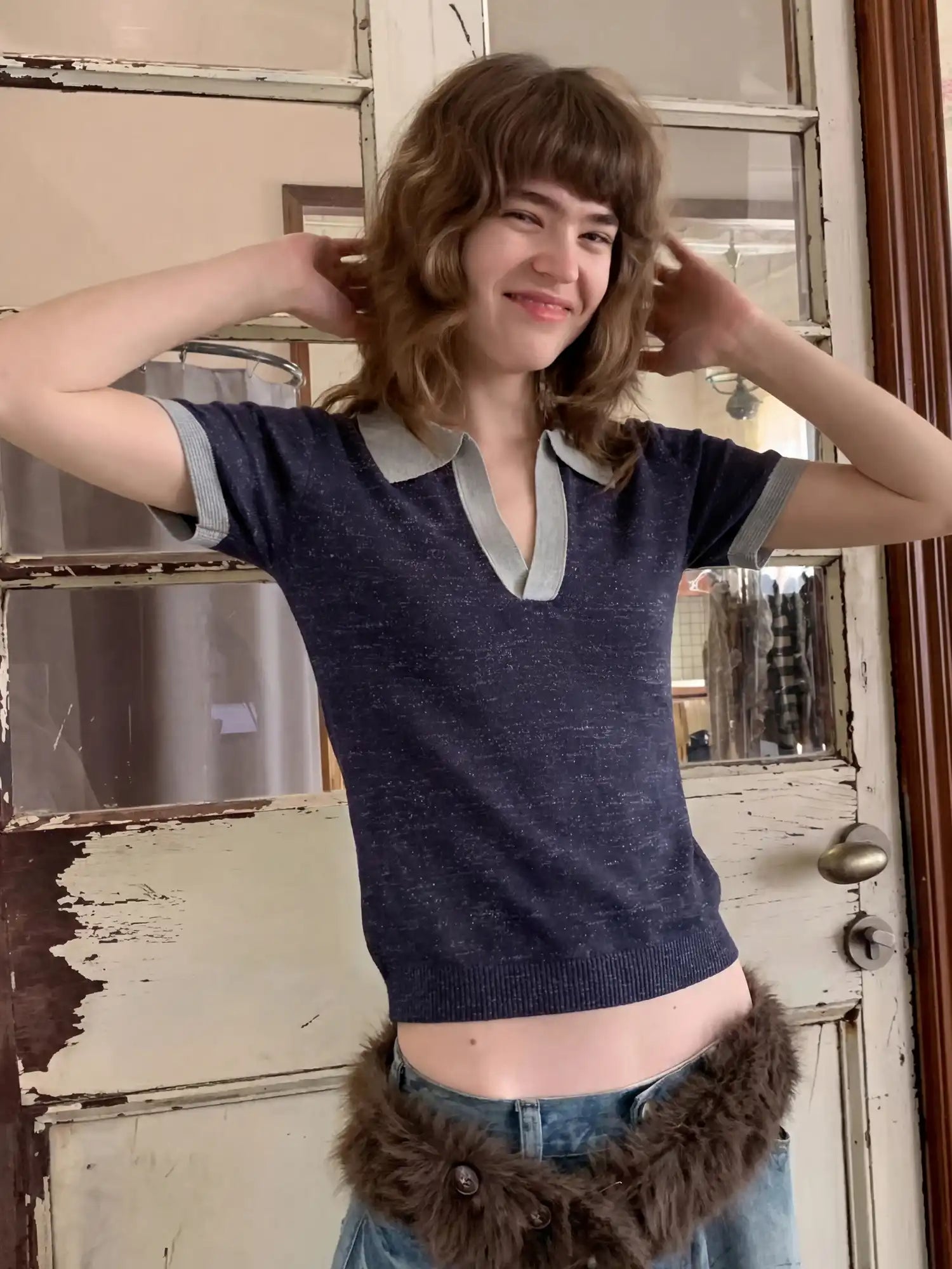 CantonCollective Design Vintage Preppy Women's Fitted Short Sleeve Knit Polo Shirt | Canton Collective