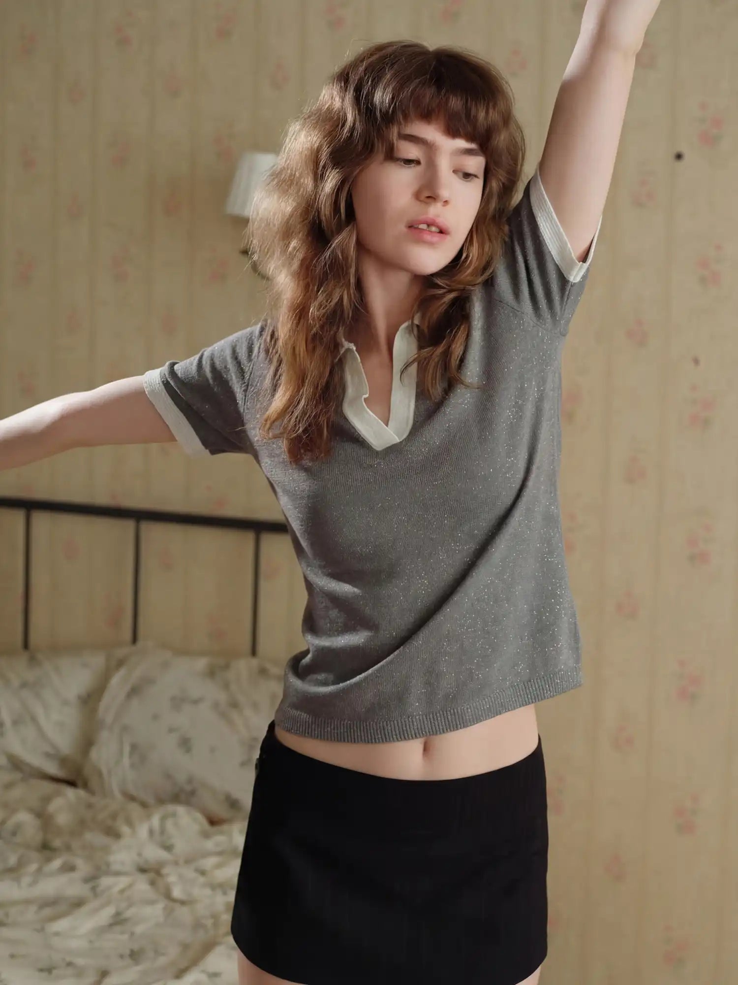 CantonCollective Design Vintage Preppy Women's Fitted Short Sleeve Knit Polo Shirt | Canton Collective