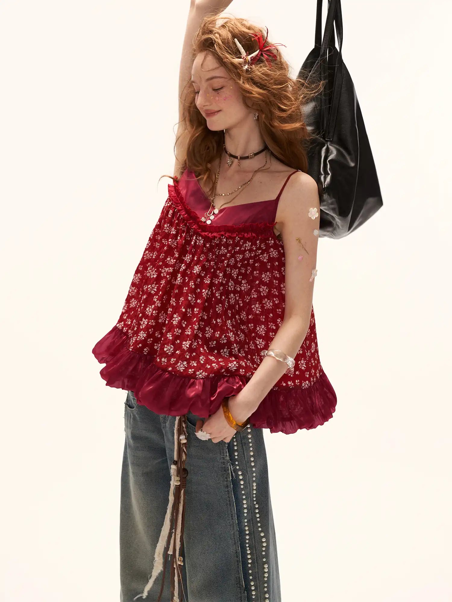 MAMC Vintage Satin Red Bubble Hem Baby Doll Tee | Canton Collective
