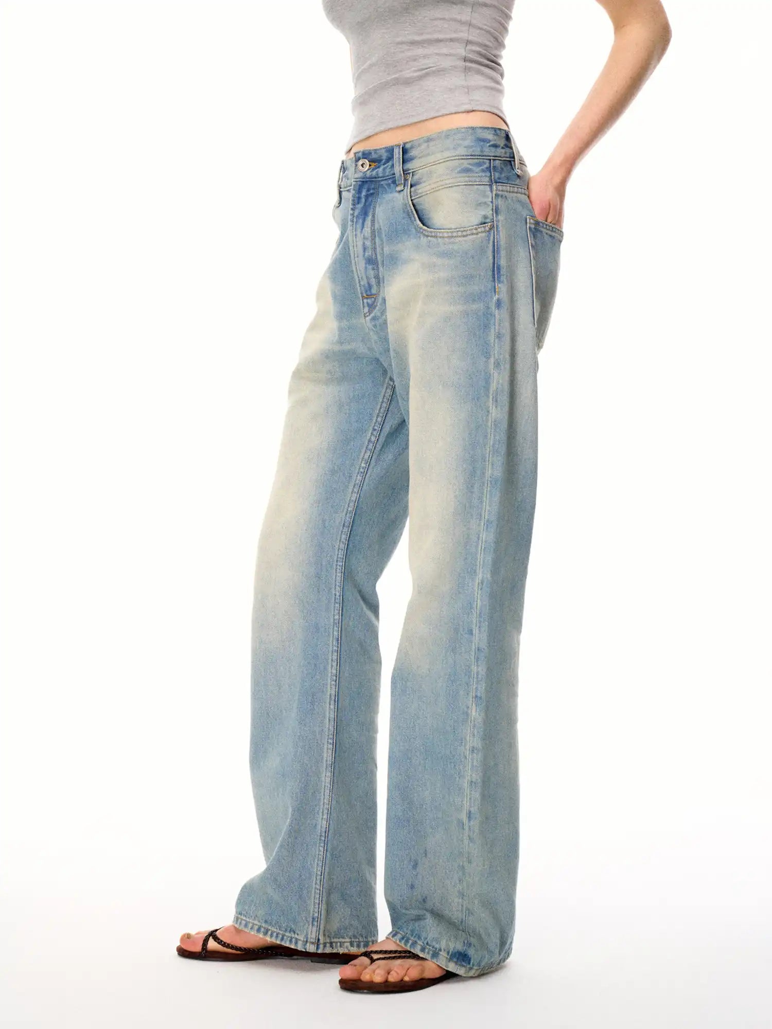 FirstFloor Vintage Washed Light Blue Wide-Leg Jeans | Canton Collective