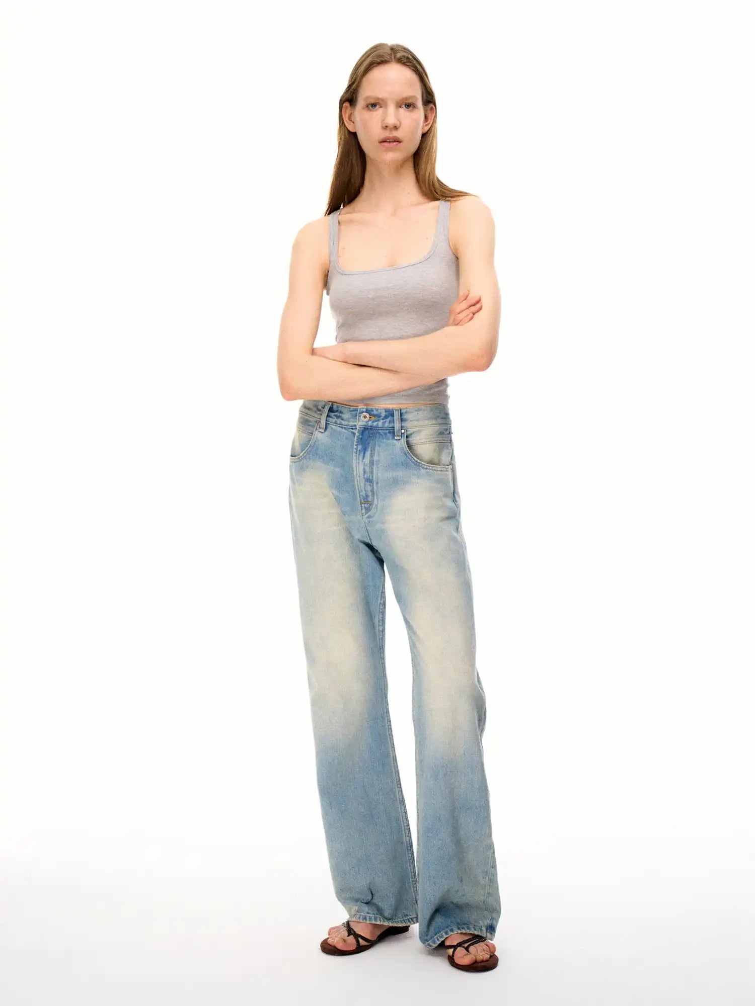 FirstFloor Vintage Washed Light Blue Wide-Leg Jeans | Canton Collective