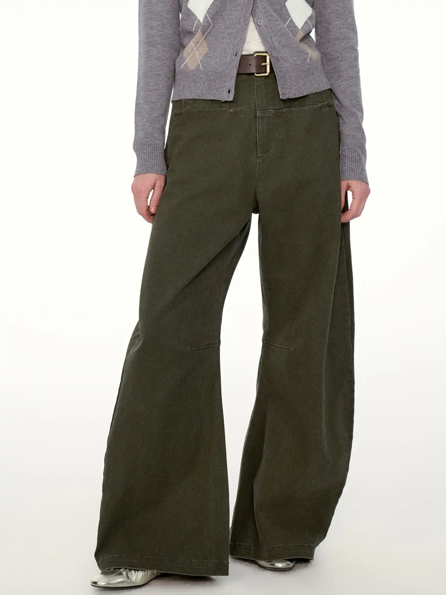 FIRST FLOOR Wash Curved-Cut Wide-Leg Pants | Canton Collective