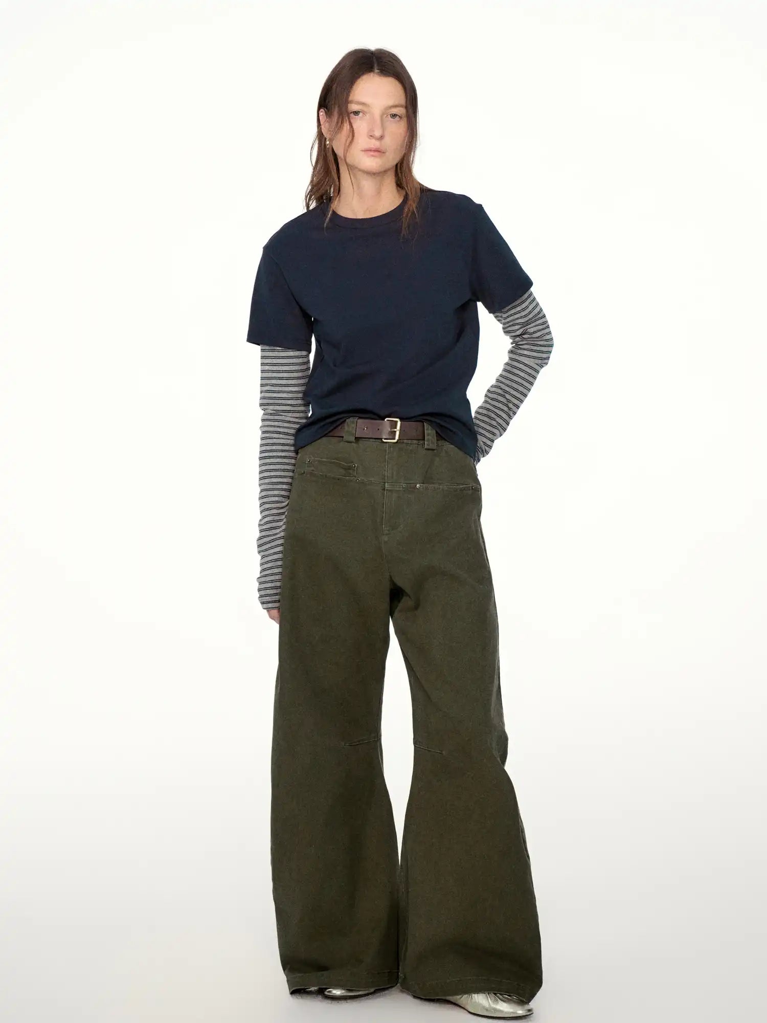 FIRST FLOOR Wash Curved-Cut Wide-Leg Pants | Canton Collective