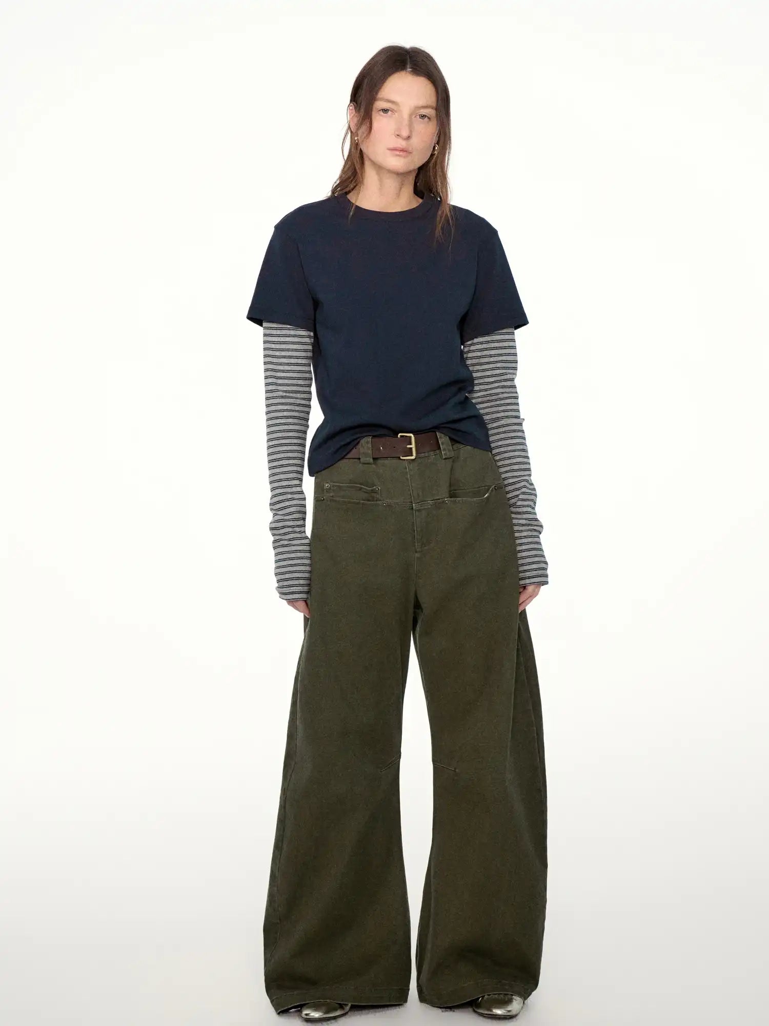FIRST FLOOR Wash Curved-Cut Wide-Leg Pants | Canton Collective