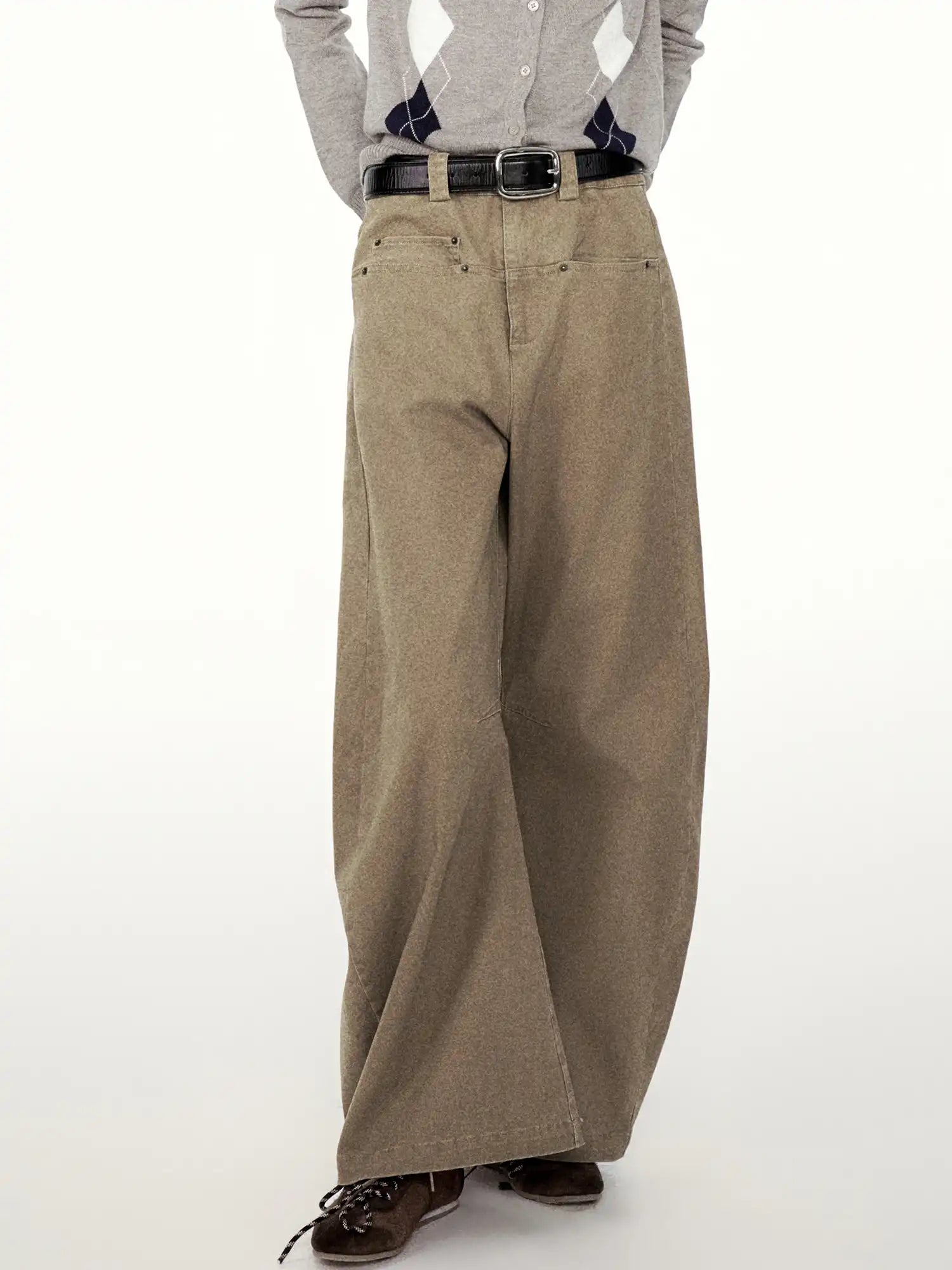 FIRST FLOOR Wash Curved-Cut Wide-Leg Pants | Canton Collective