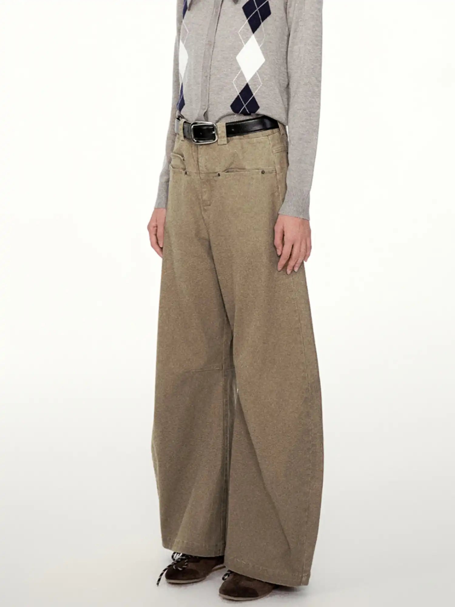 FIRST FLOOR Wash Curved-Cut Wide-Leg Pants | Canton Collective