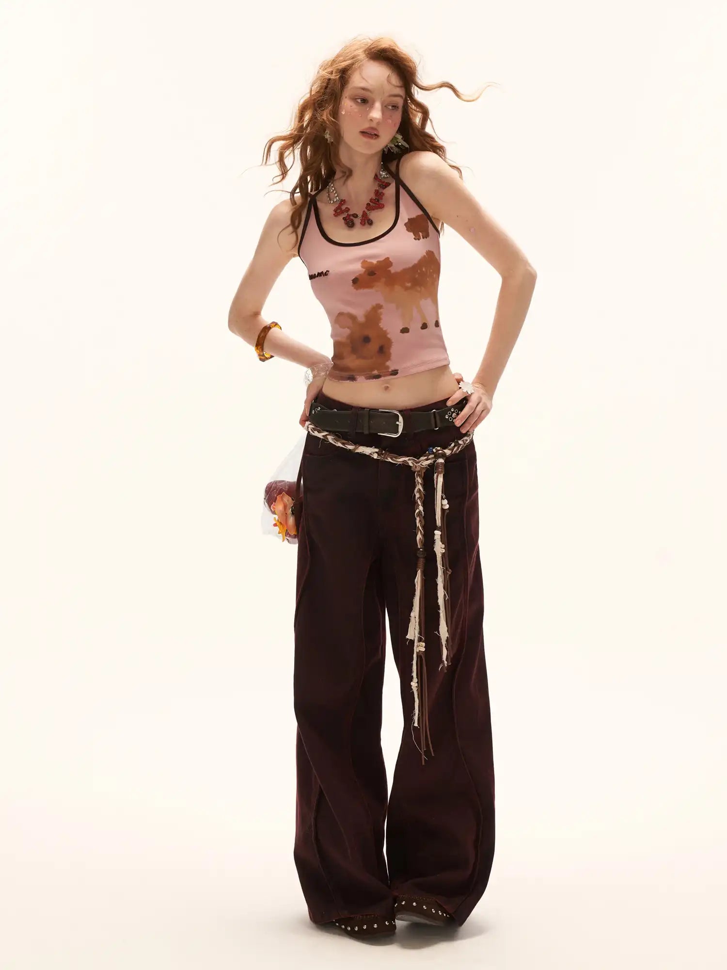 MAMC Watercolor Animal Prints Pink Halter Top | Canton Collective