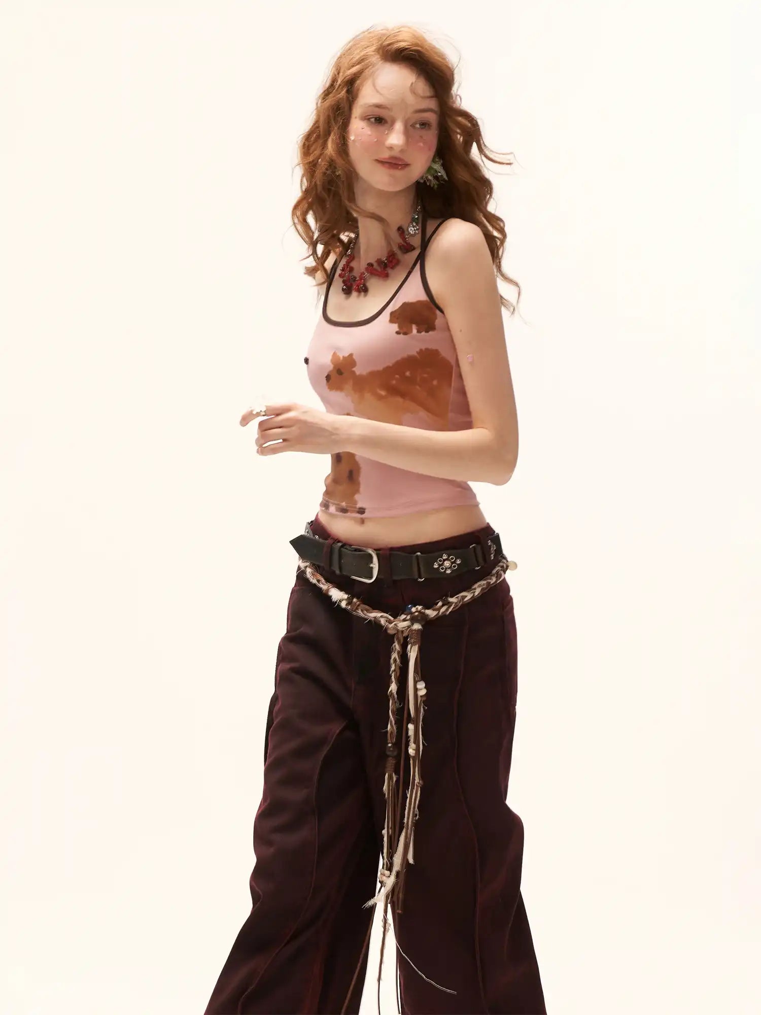 MAMC Watercolor Animal Prints Pink Halter Top | Canton Collective