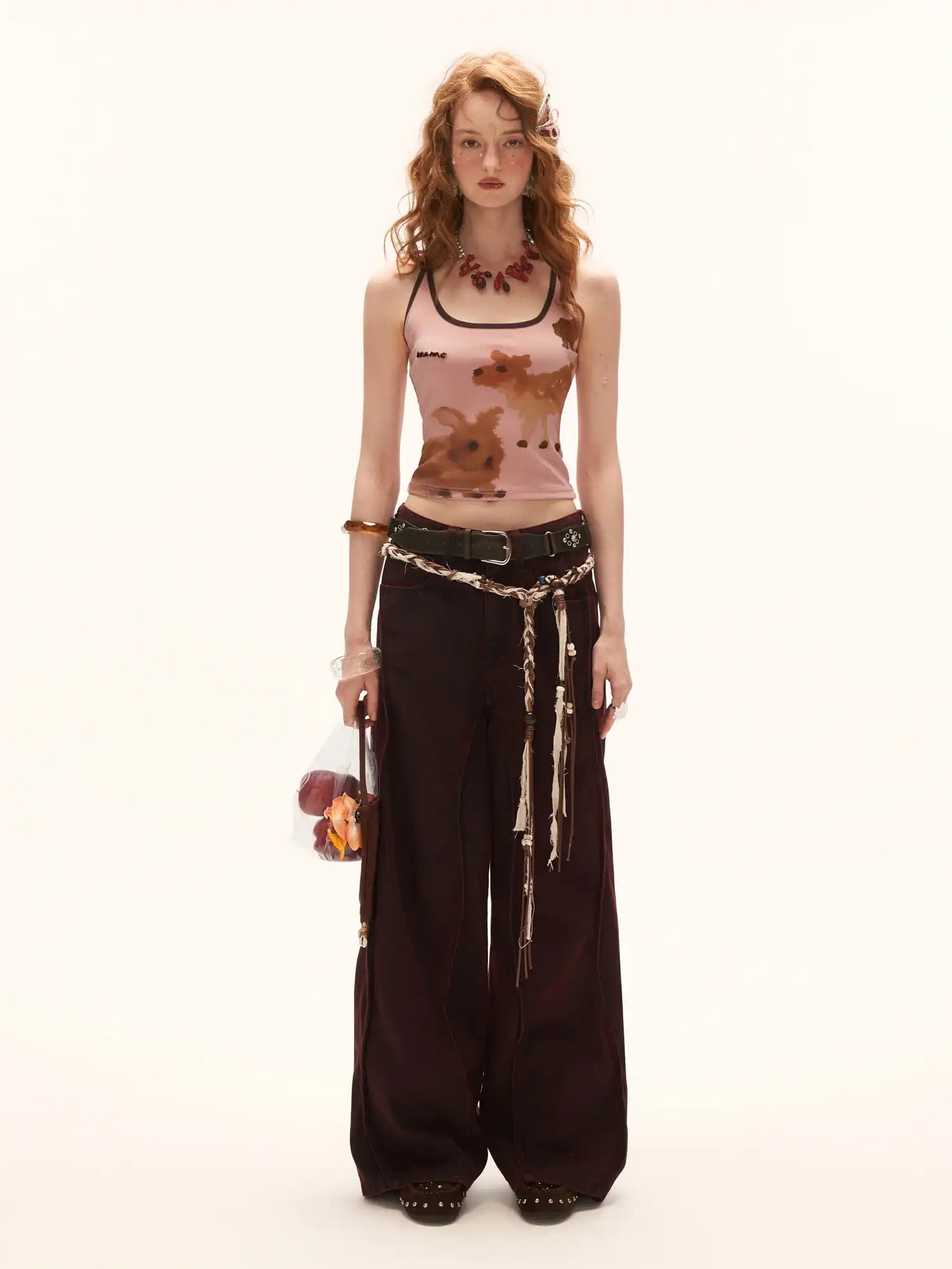 MAMC Watercolor Animal Prints Pink Halter Top | Canton Collective