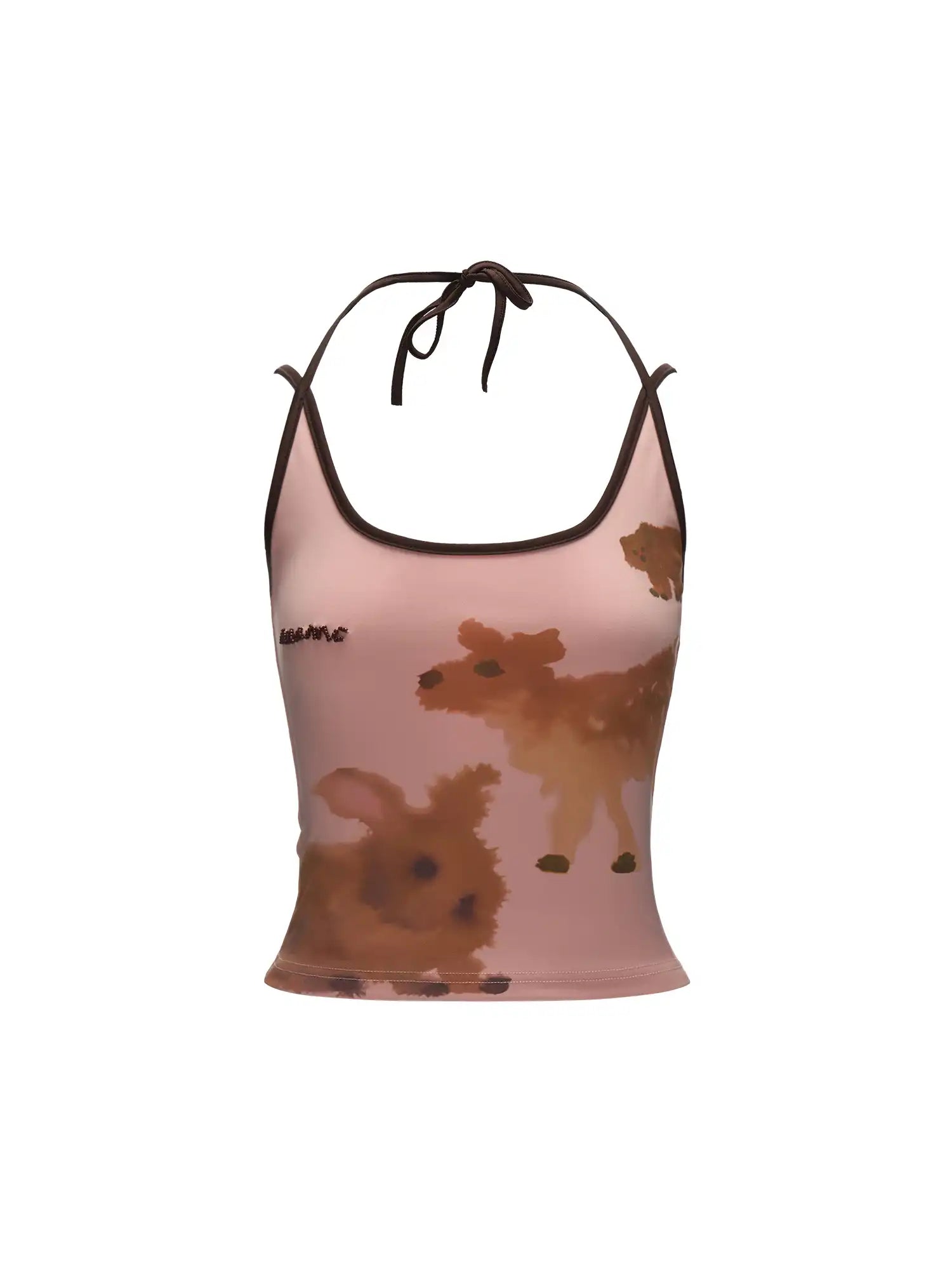 MAMC Watercolor Animal Prints Pink Halter Top | Canton Collective