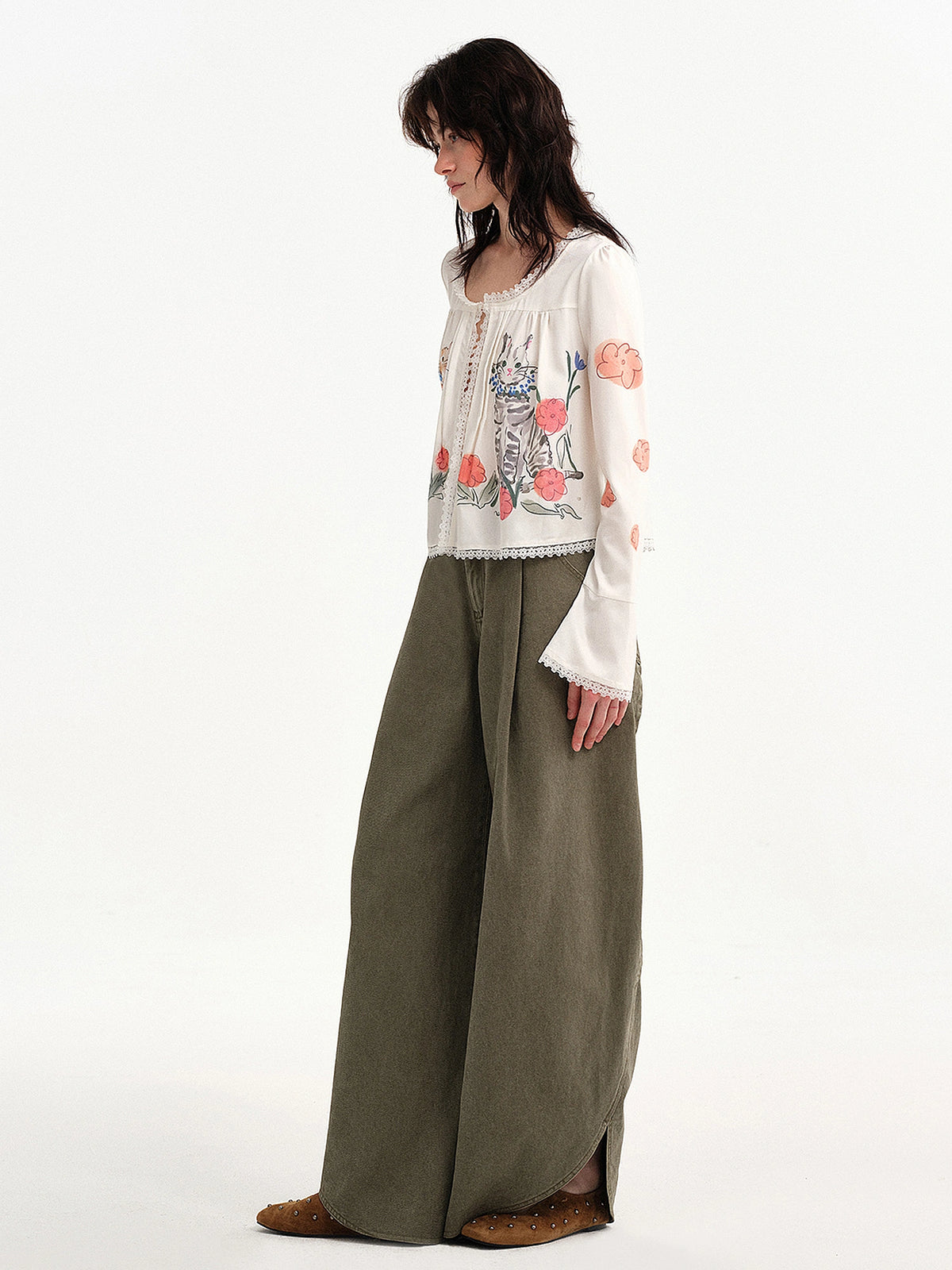 Outtheblue White Lace-Trimmed Lyocell Blouse | Canton Collective
