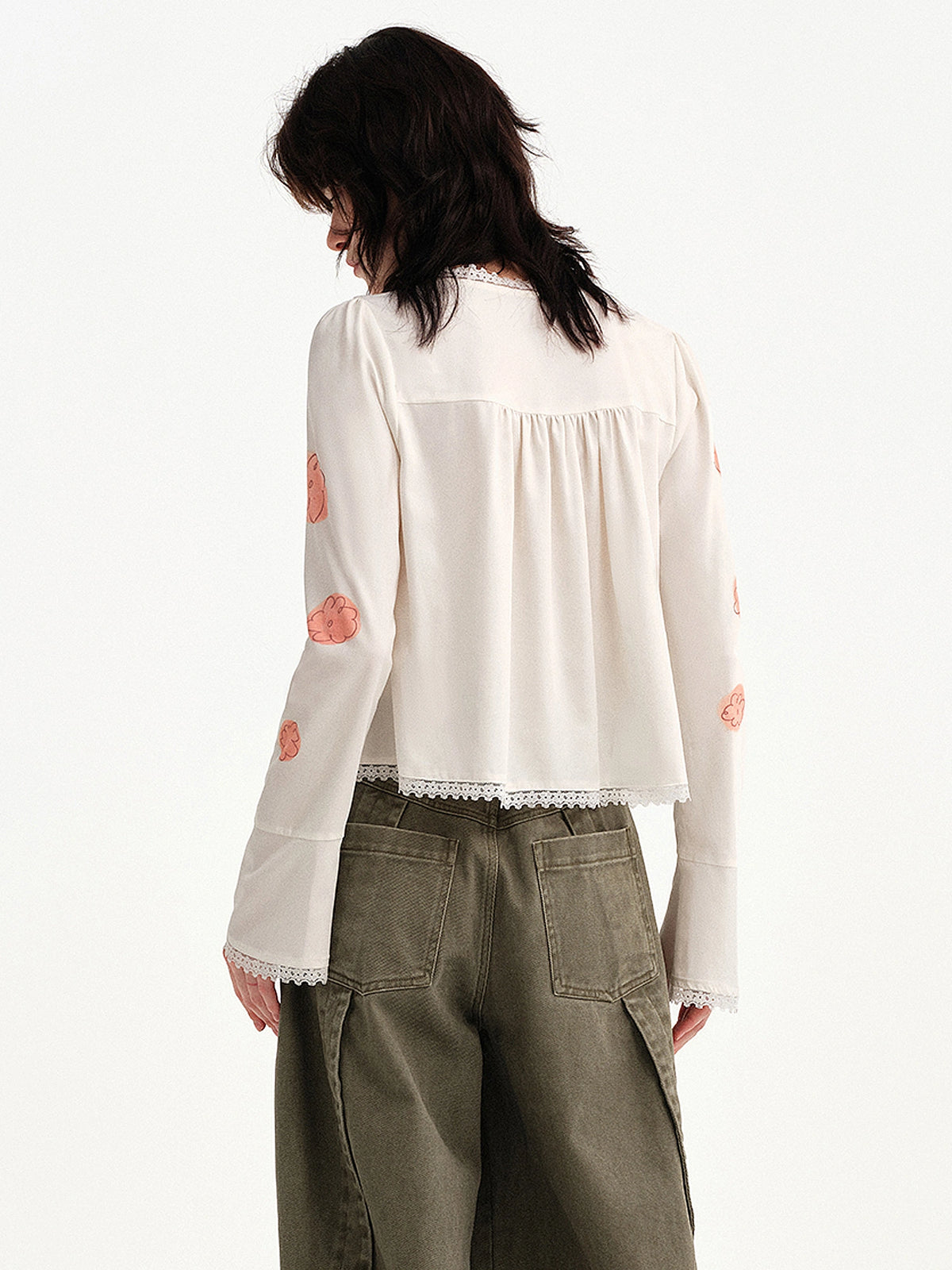 Outtheblue White Lace-Trimmed Lyocell Blouse | Canton Collective