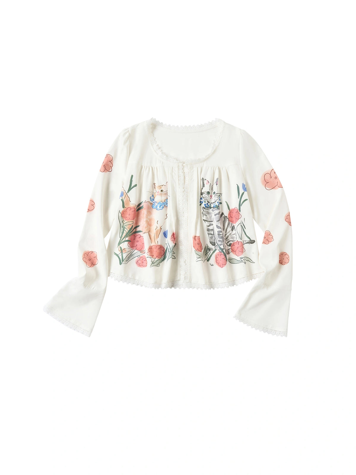 Outtheblue White Lace-Trimmed Lyocell Blouse | Canton Collective