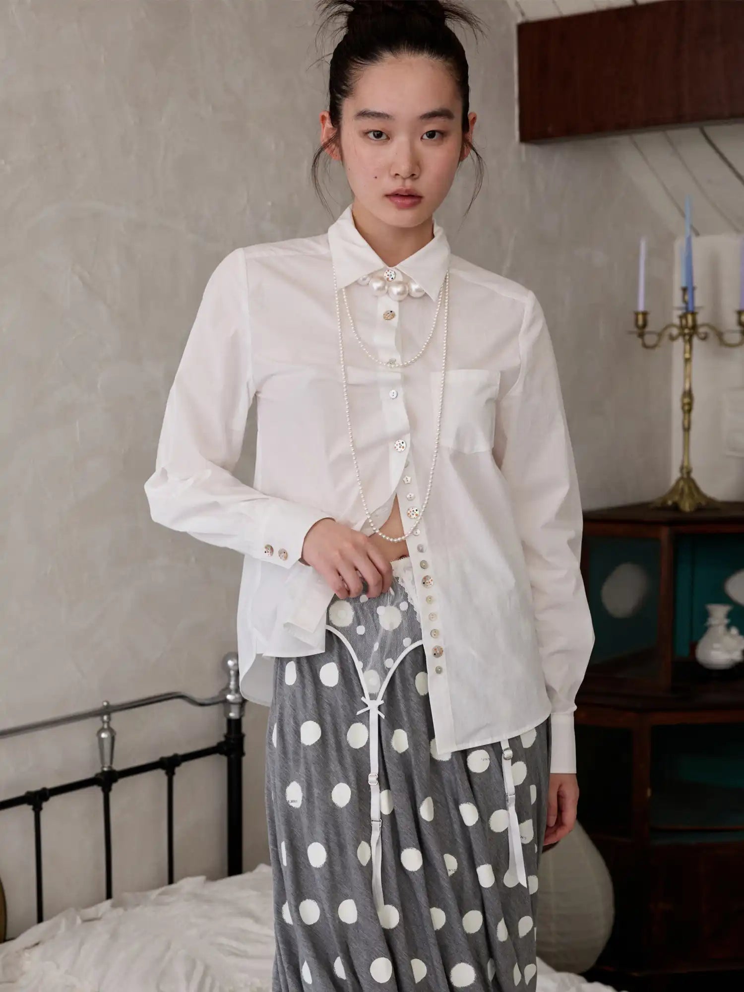 1Jinn Studio White Shell Button Shirt | Canton Collective
