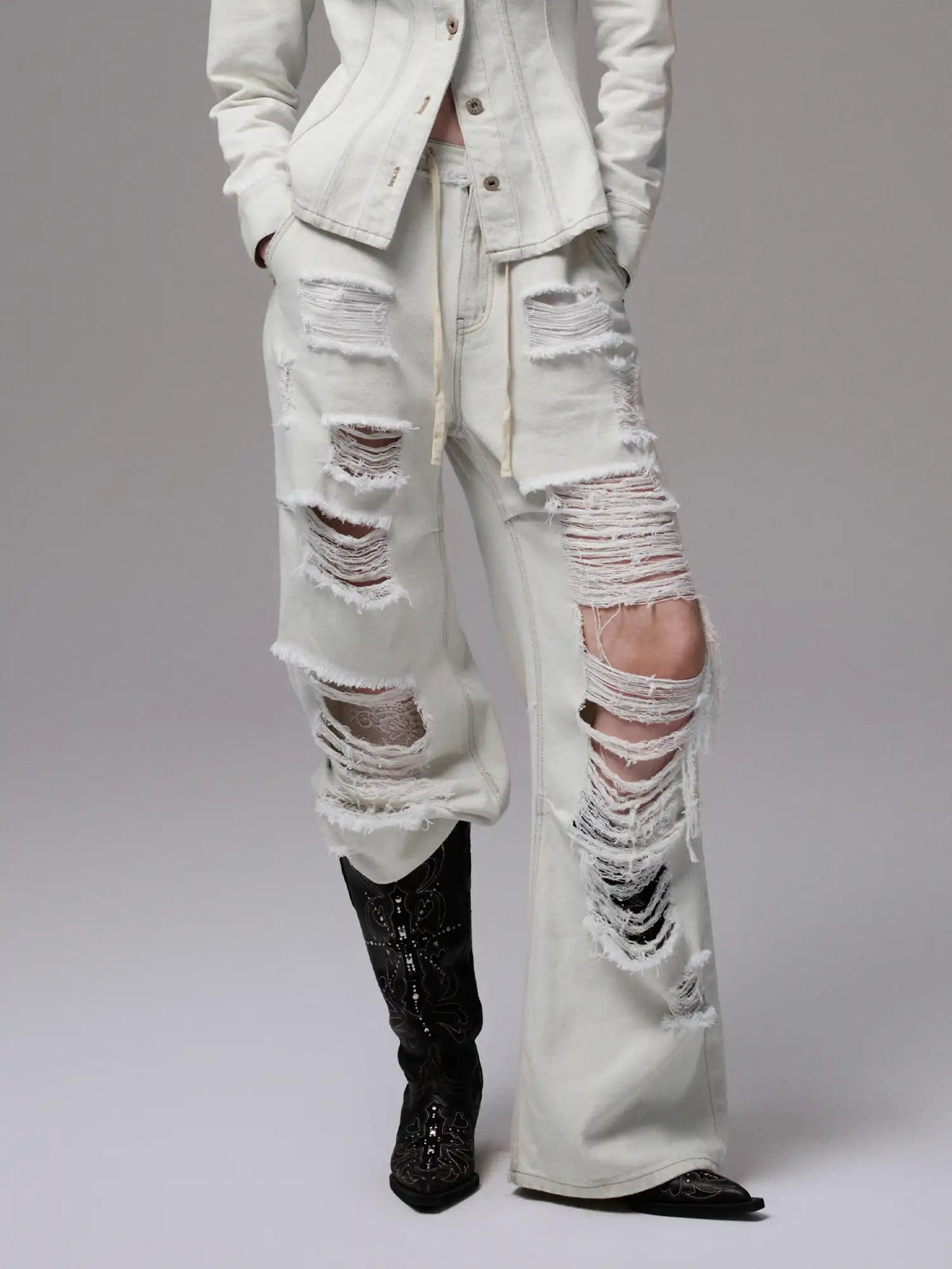 1Jinn Studio White Wash Ripped Jeans | Canton Collective