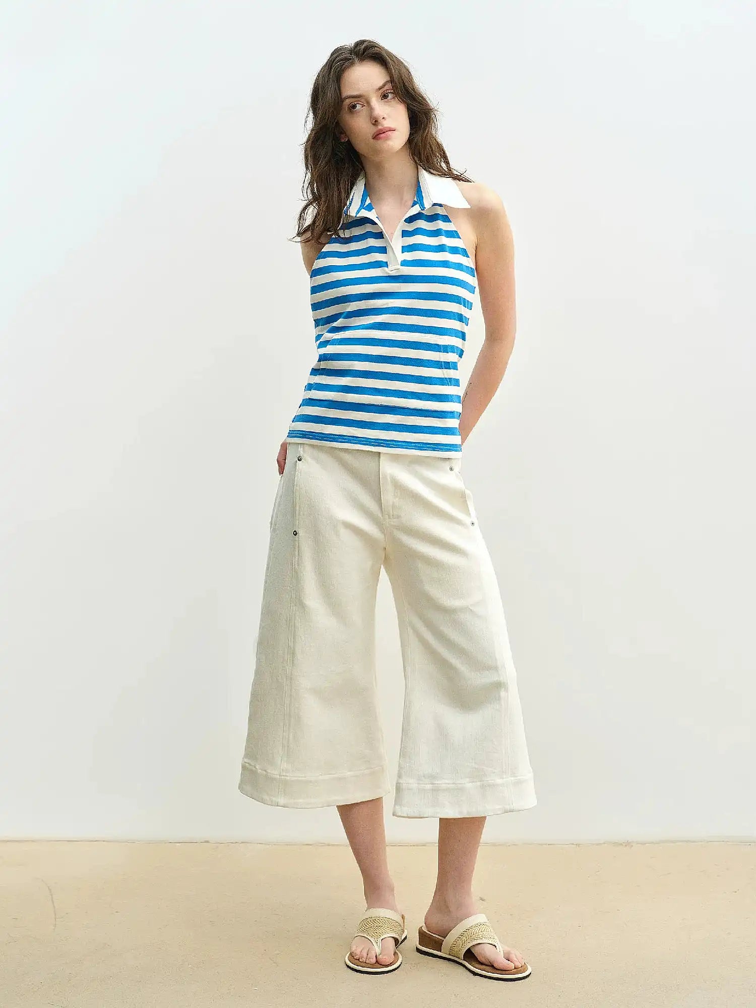 Muse Naps Wide Leg White Capri Jeans | Canton Collective