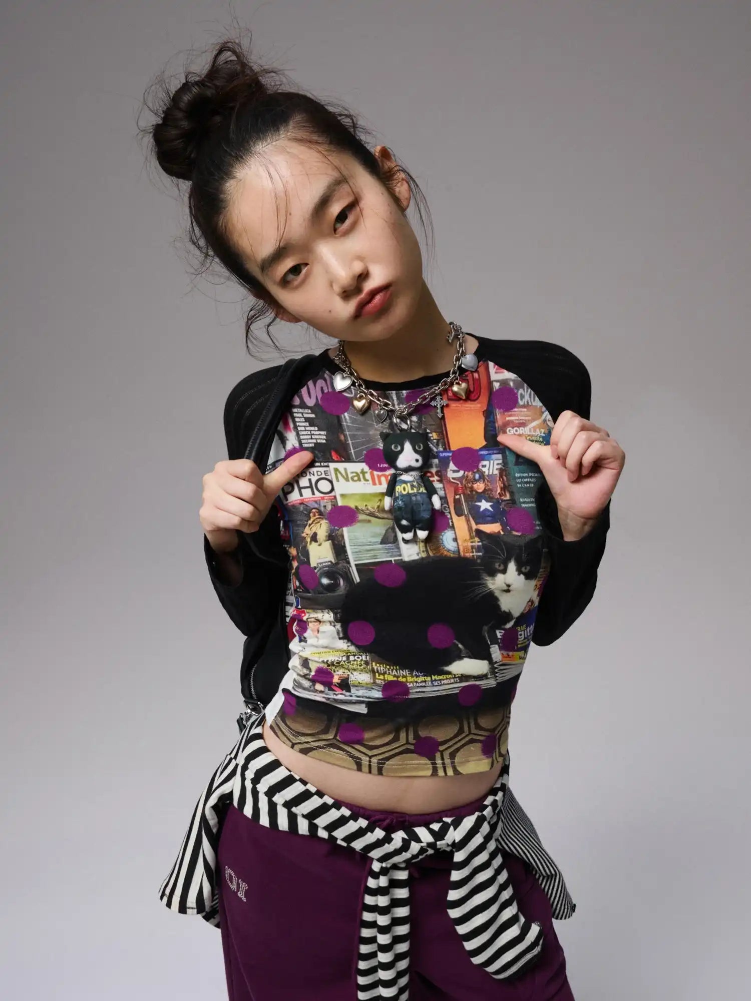 1Jinn Studio Women's Cat Print Raglan Top | Canton Collective