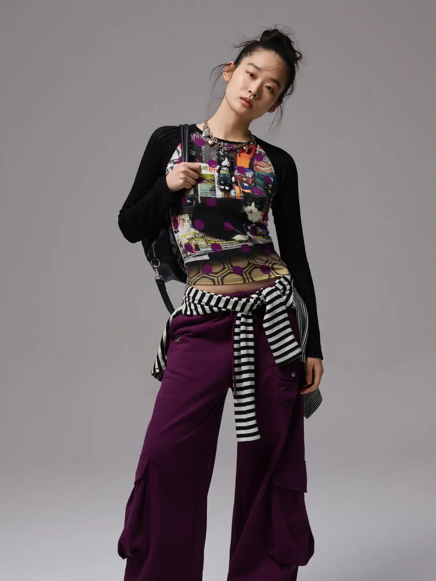 1Jinn Studio Women's Cat Print Raglan Top | Canton Collective