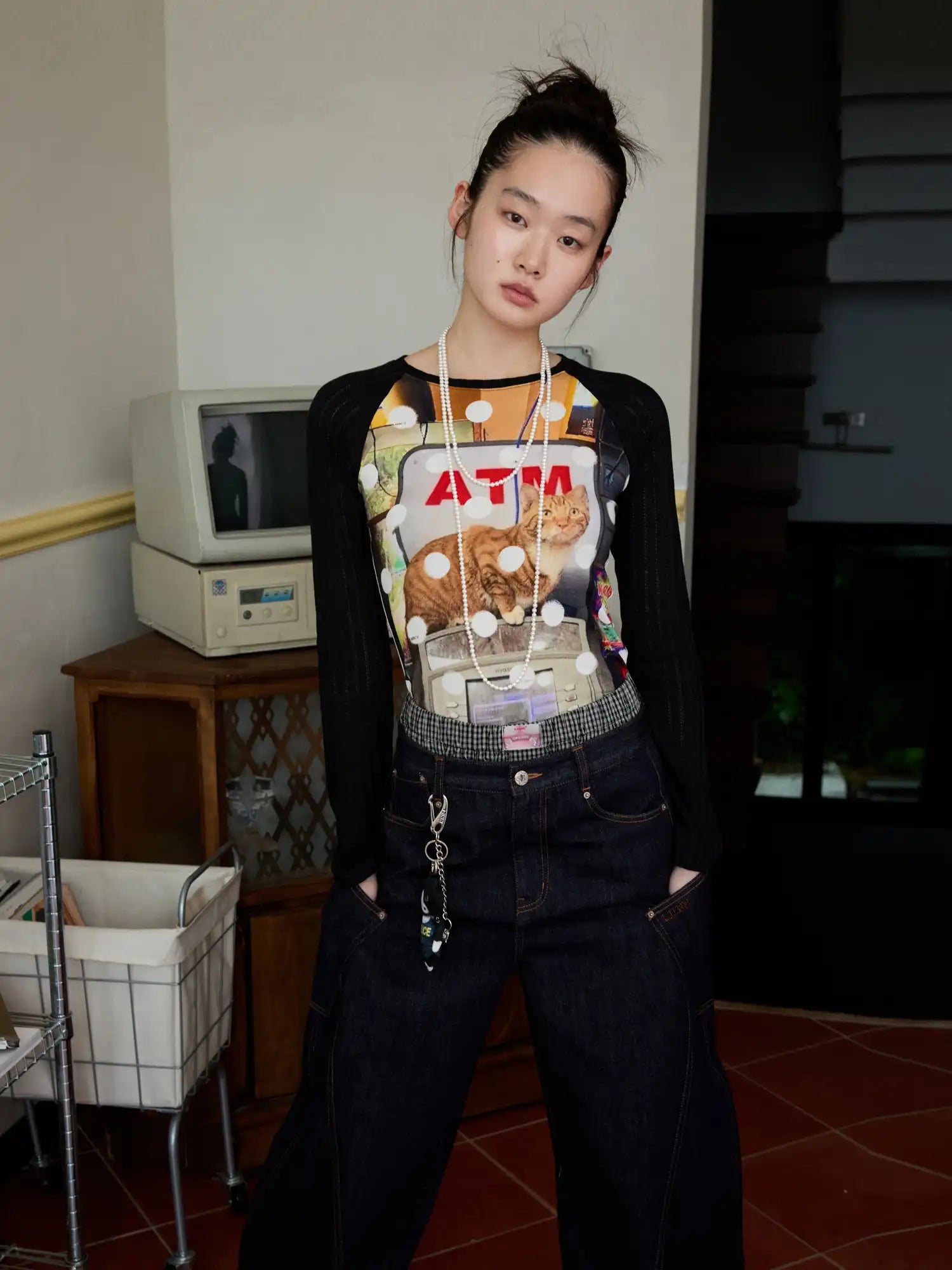 1Jinn Studio Women's Cat Print Raglan Top | Canton Collective