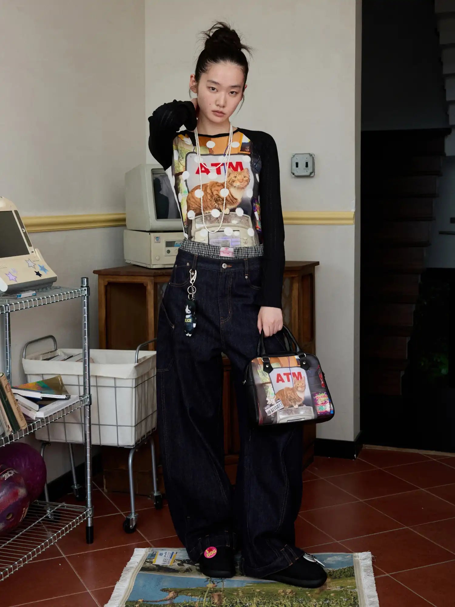 1Jinn Studio Women's Cat Print Raglan Top | Canton Collective