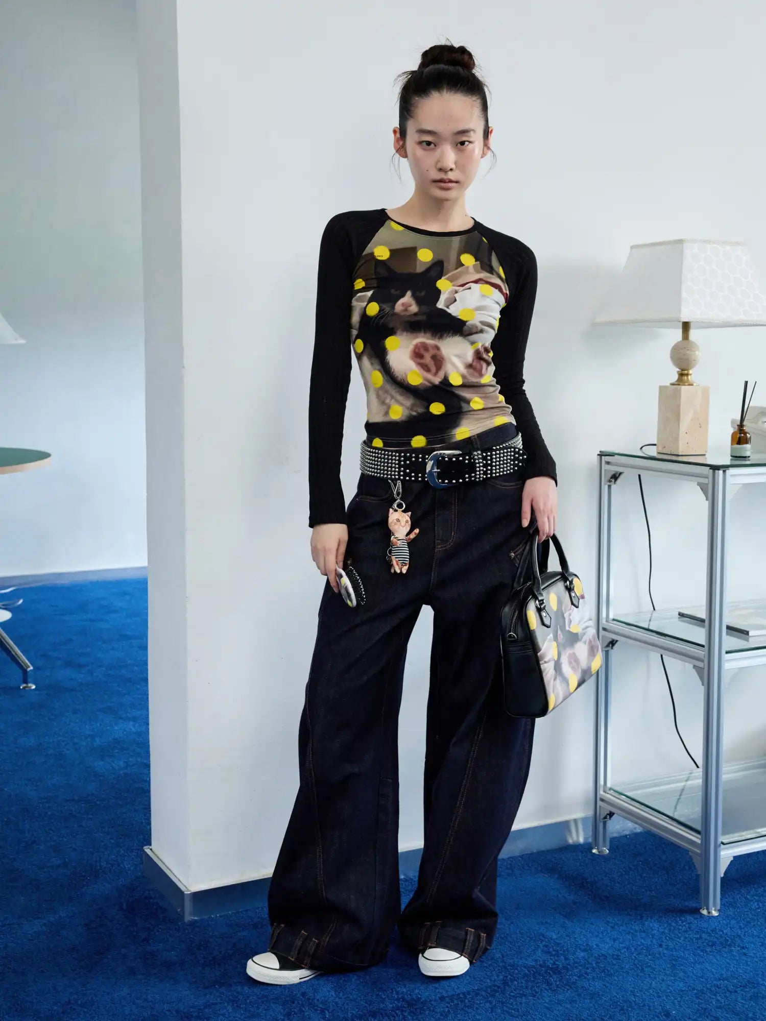 1Jinn Studio Women's Cat Print Raglan Top | Canton Collective