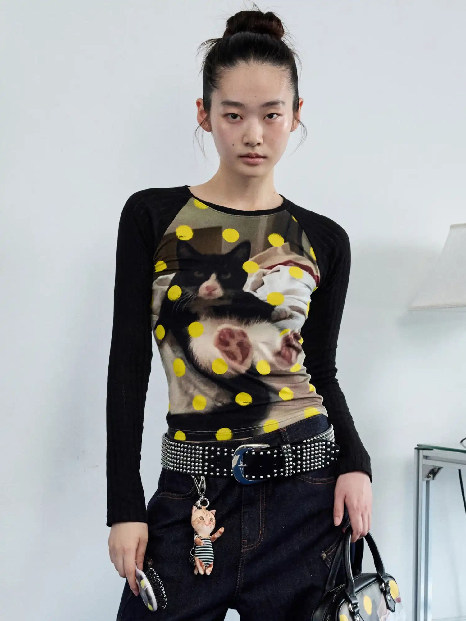 1Jinn Studio Women's Cat Print Raglan Top | Canton Collective