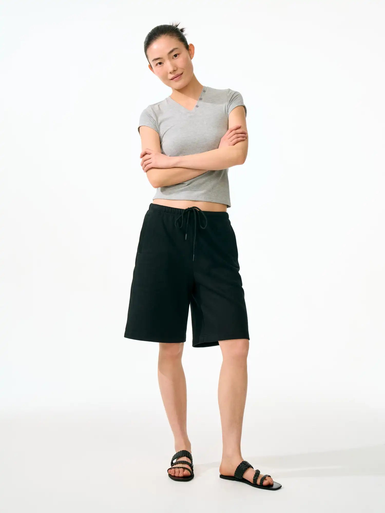 FirstFloor Women's Oversized Drawstring Cotton Sweat Shorts | Canton Collective