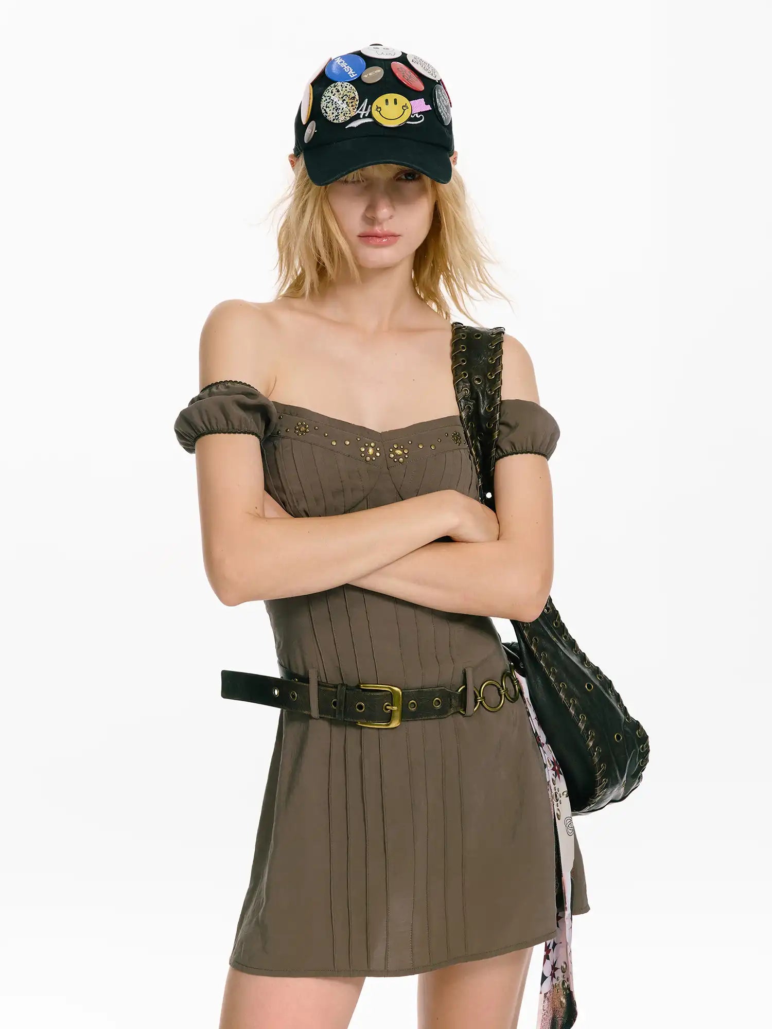 2th Desire Women's Studded Off Shoulder Dress | Canton Collective