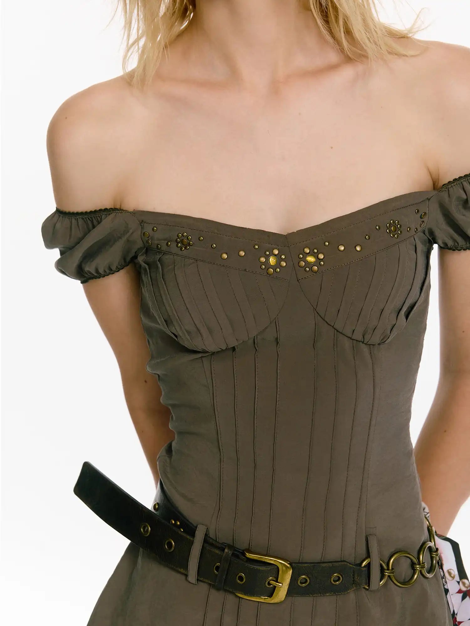 2th Desire Women's Studded Off Shoulder Dress | Canton Collective