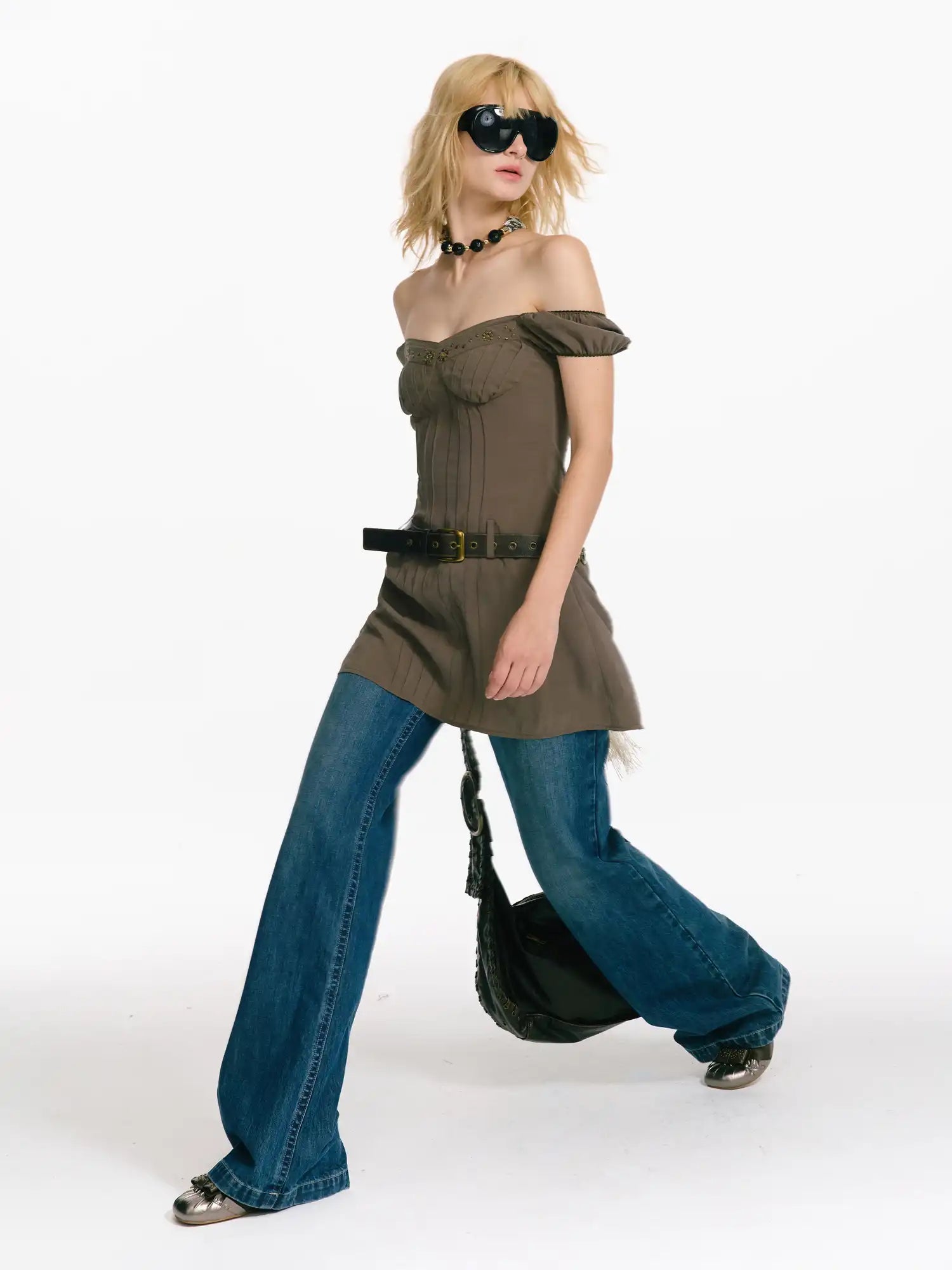 2th Desire Women's Studded Off Shoulder Dress | Canton Collective