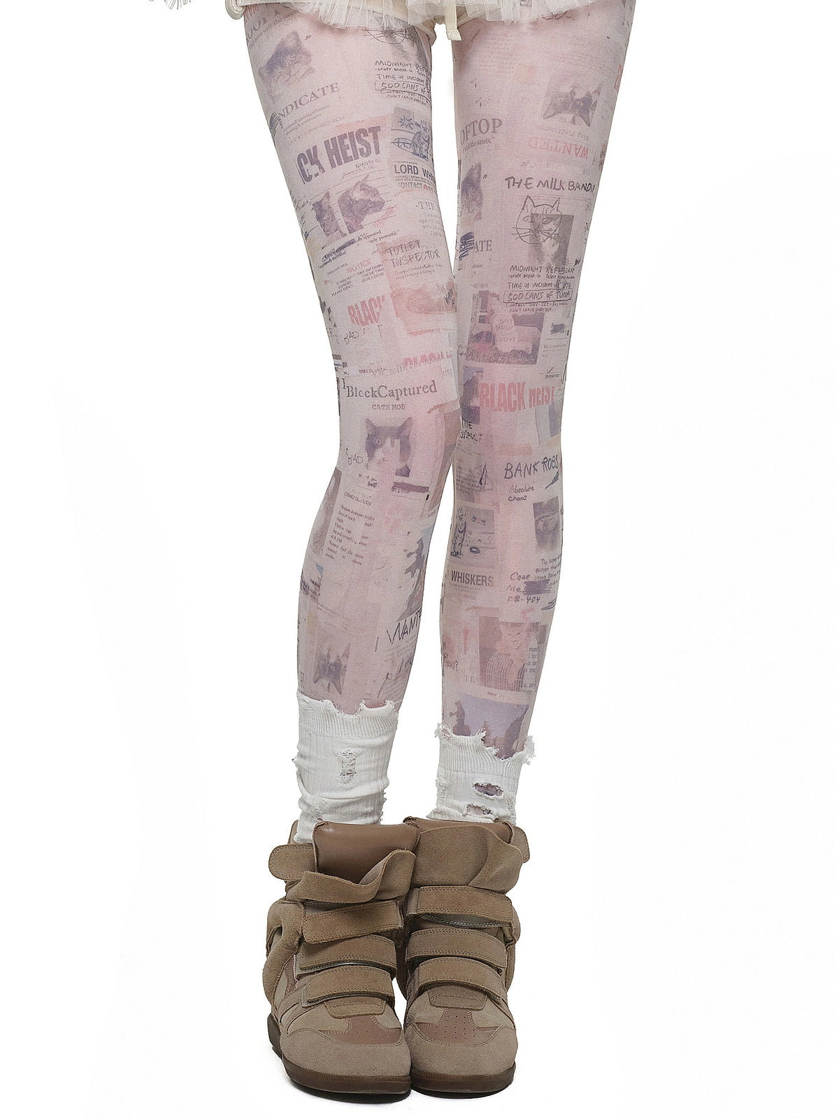 1Jinn Studio Y2K 2000s Sheer Cat Print Tights | Canton Collective
