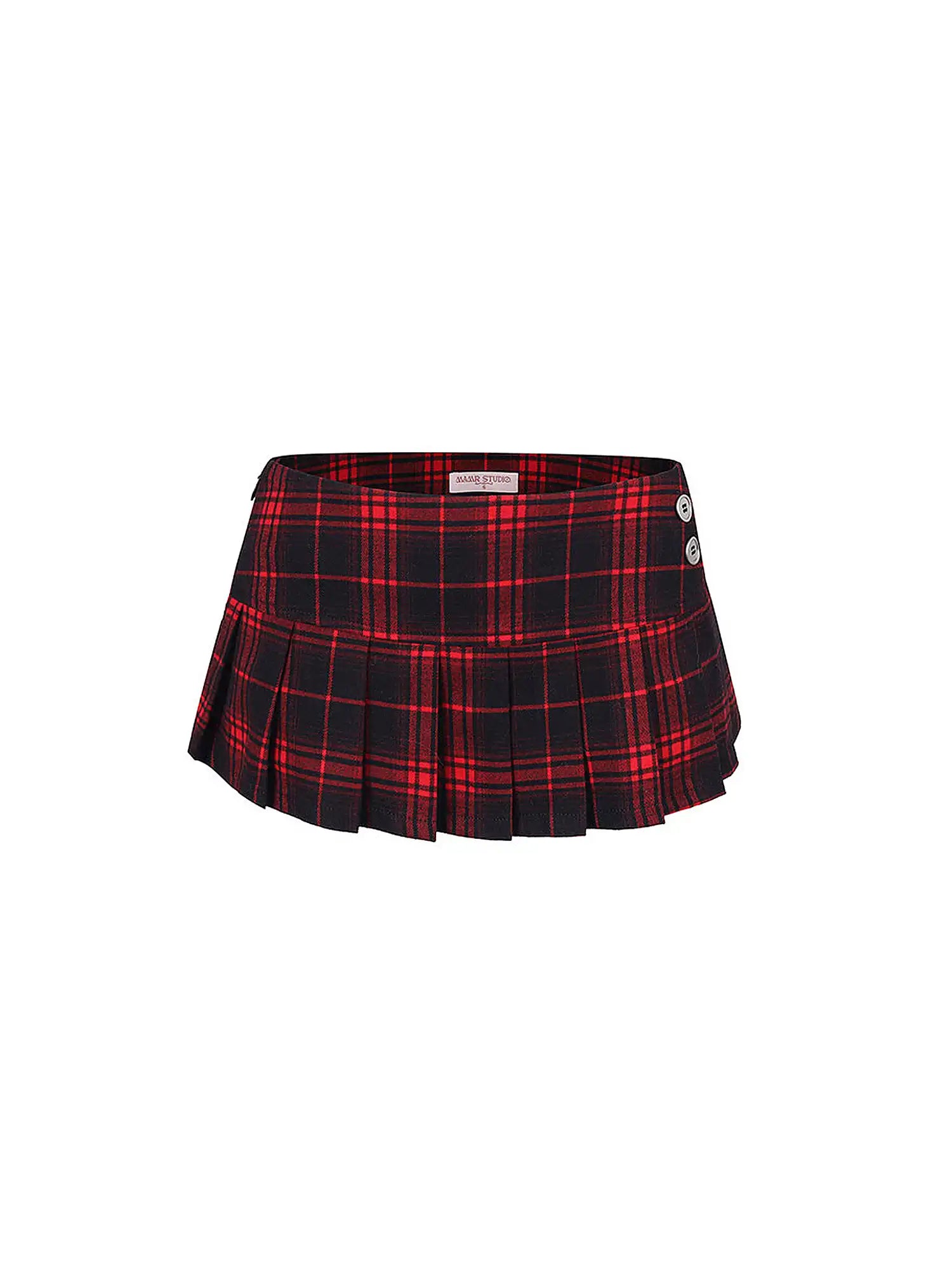 Deleteex Vintage 90s Plaid Pleated Low Waist Micro Mini Skirt | Canton Collective