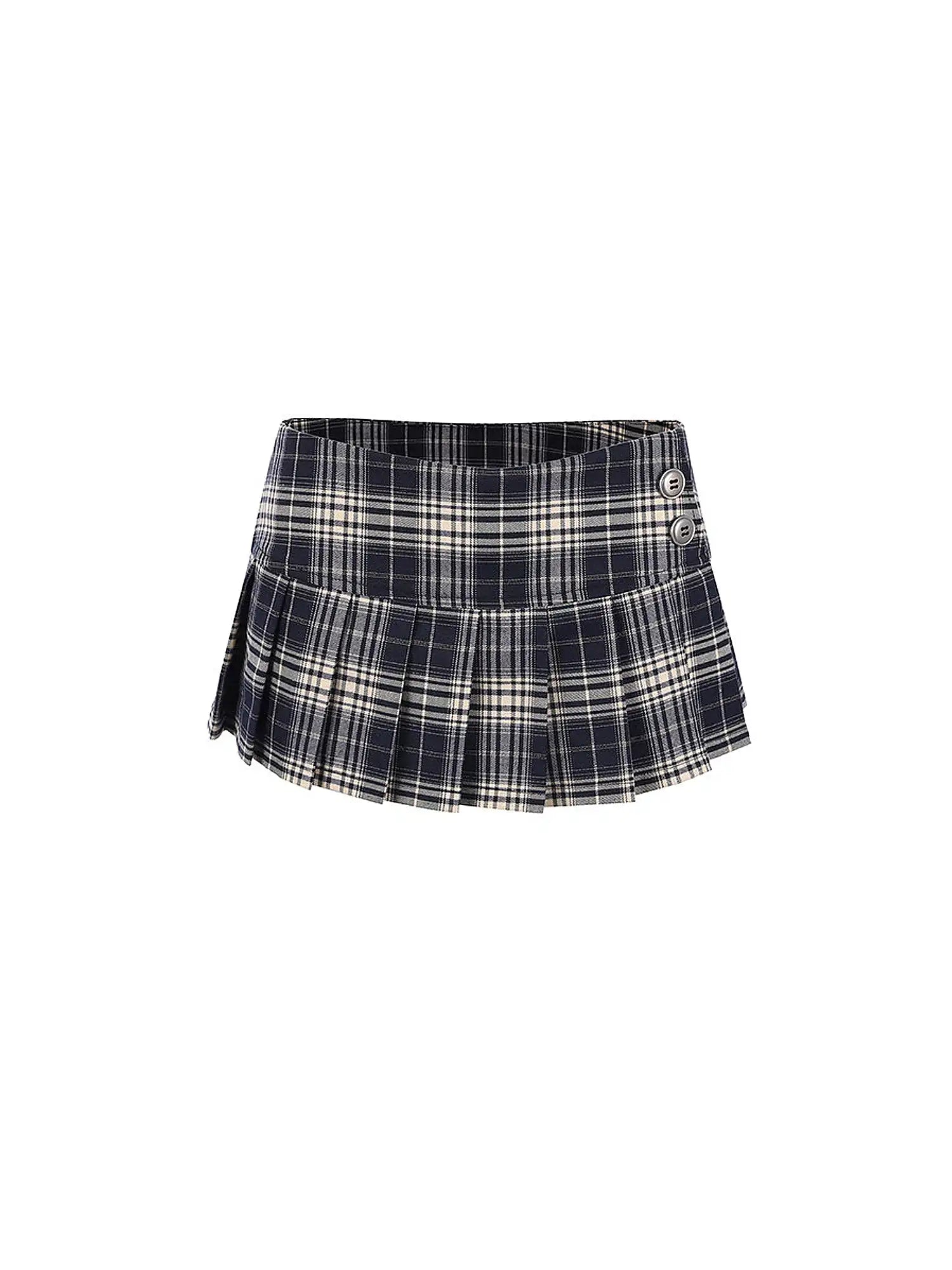 Deleteex Vintage 90s Plaid Pleated Low Waist Micro Mini Skirt | Canton Collective