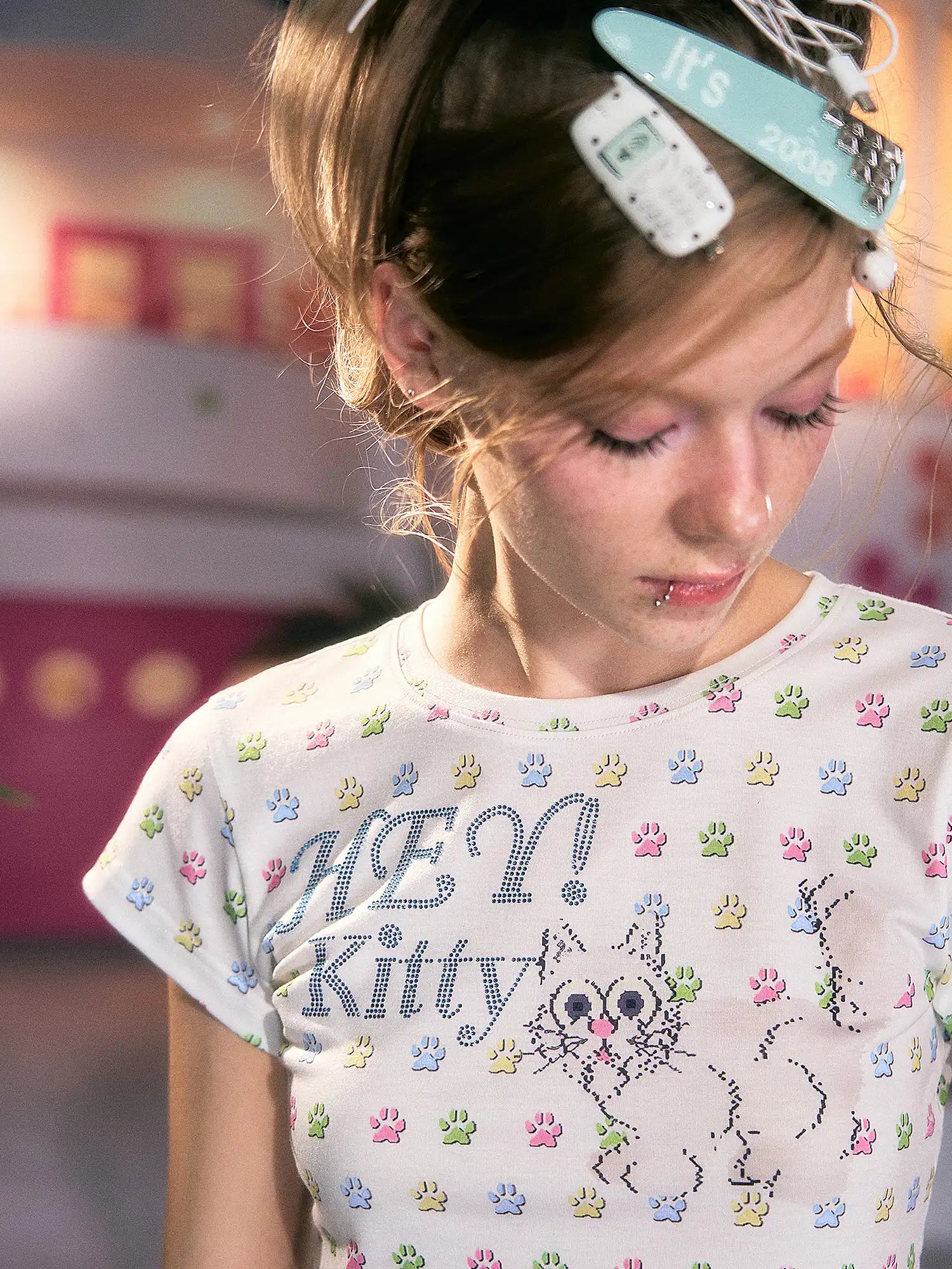 Deleteex Y2K Cat Cropped T Shirt | Canton Collective