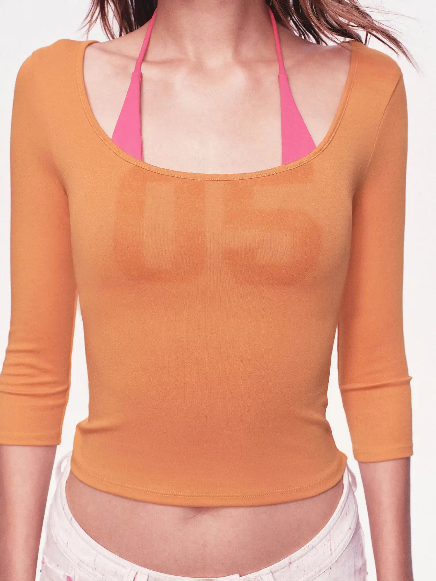 Ayo Y2K Fitted 3/4 Sleeve Crop Top | Canton Collective