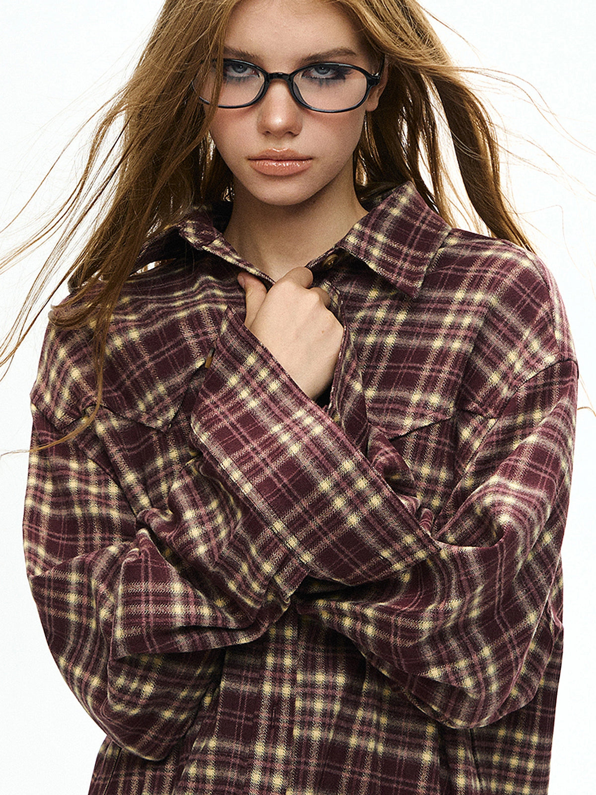 Deleteex Y2K Flannel Longline Long Sleeve Button Up Shirt | Canton Collective