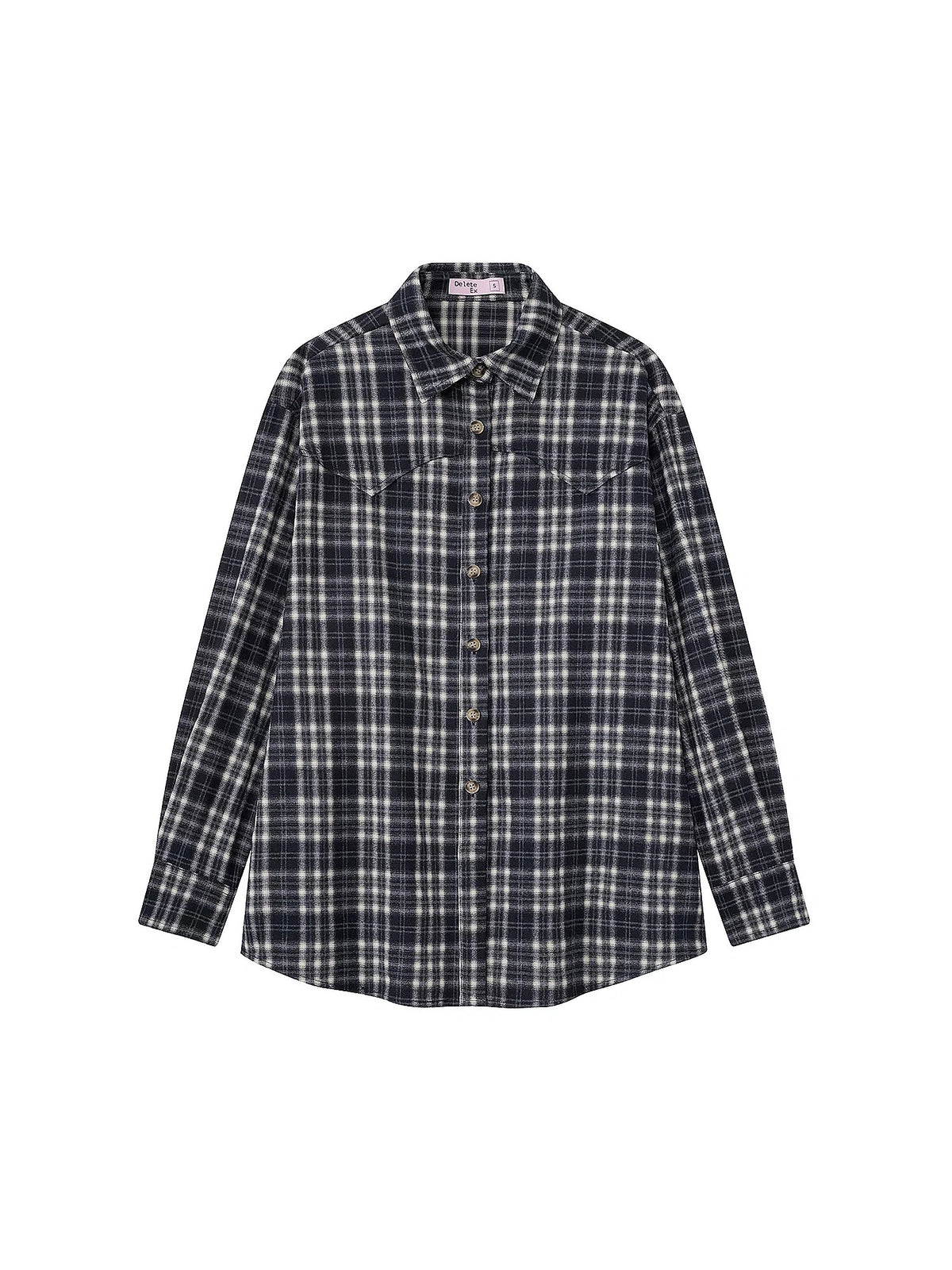 Deleteex Y2K Flannel Longline Long Sleeve Button Up Shirt | Canton Collective