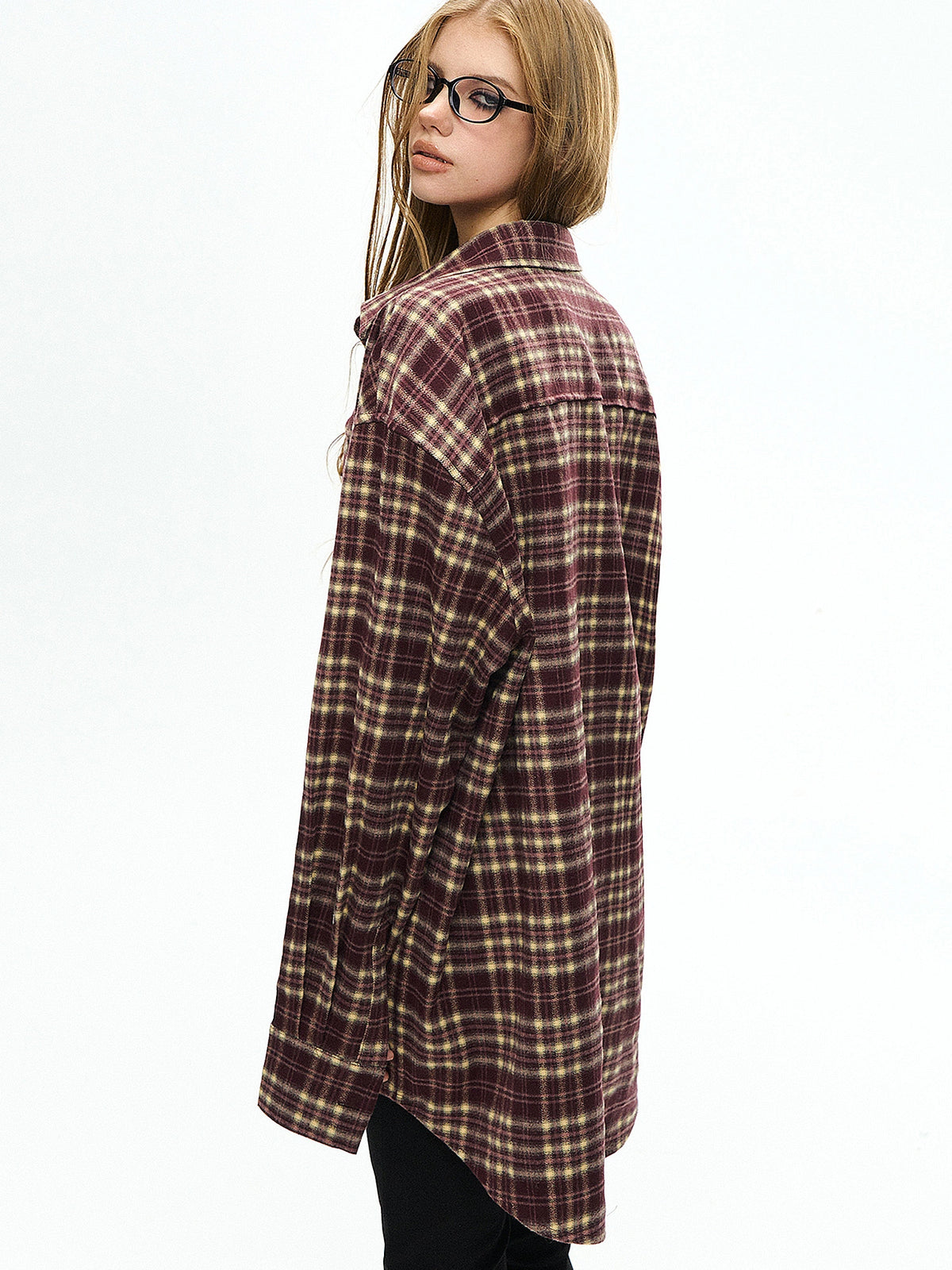 Deleteex Y2K Flannel Longline Long Sleeve Button Up Shirt | Canton Collective
