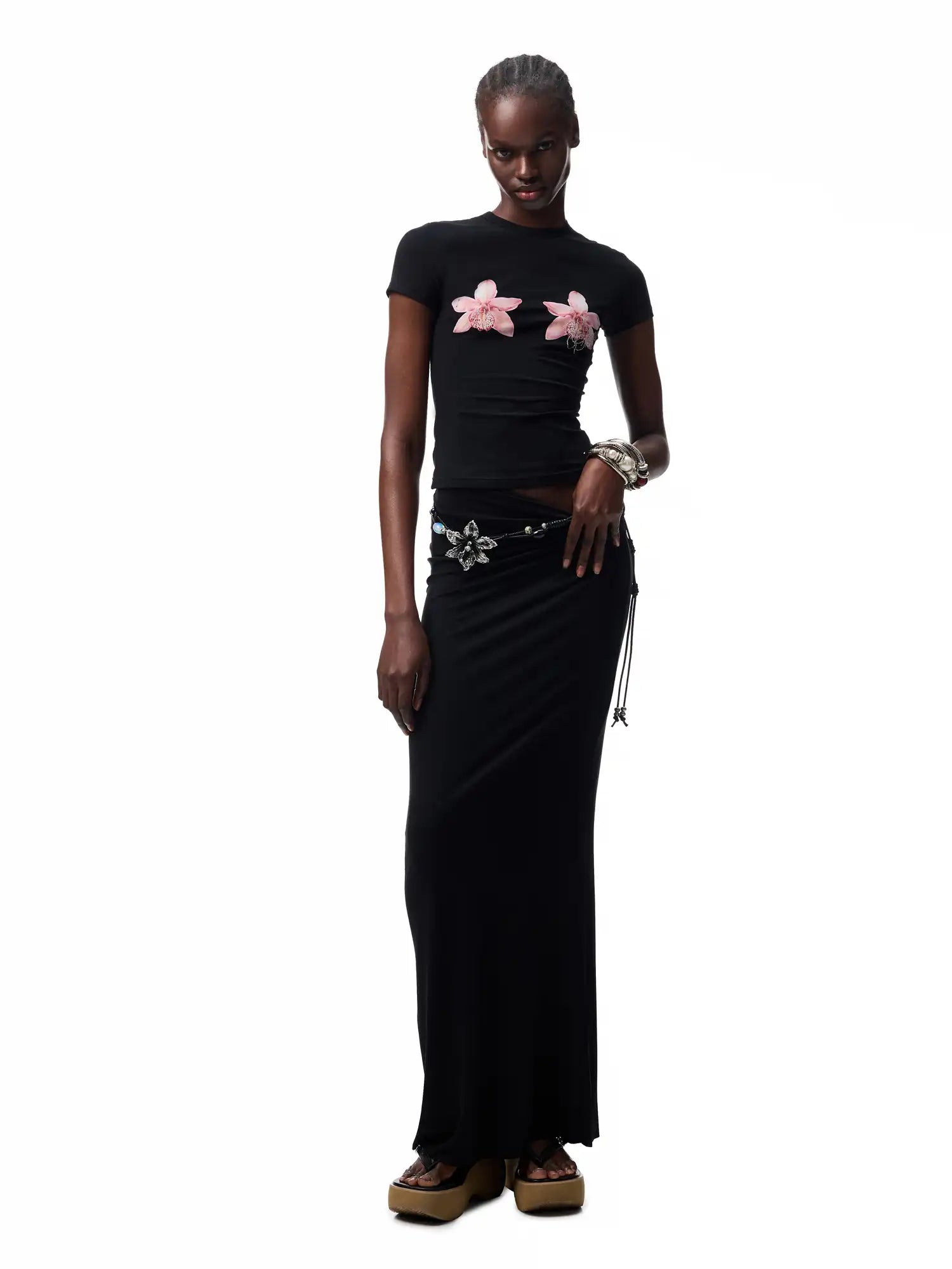 1Jinn Studio Y2K Floral Rhinestone Baby Tee | Canton Collective