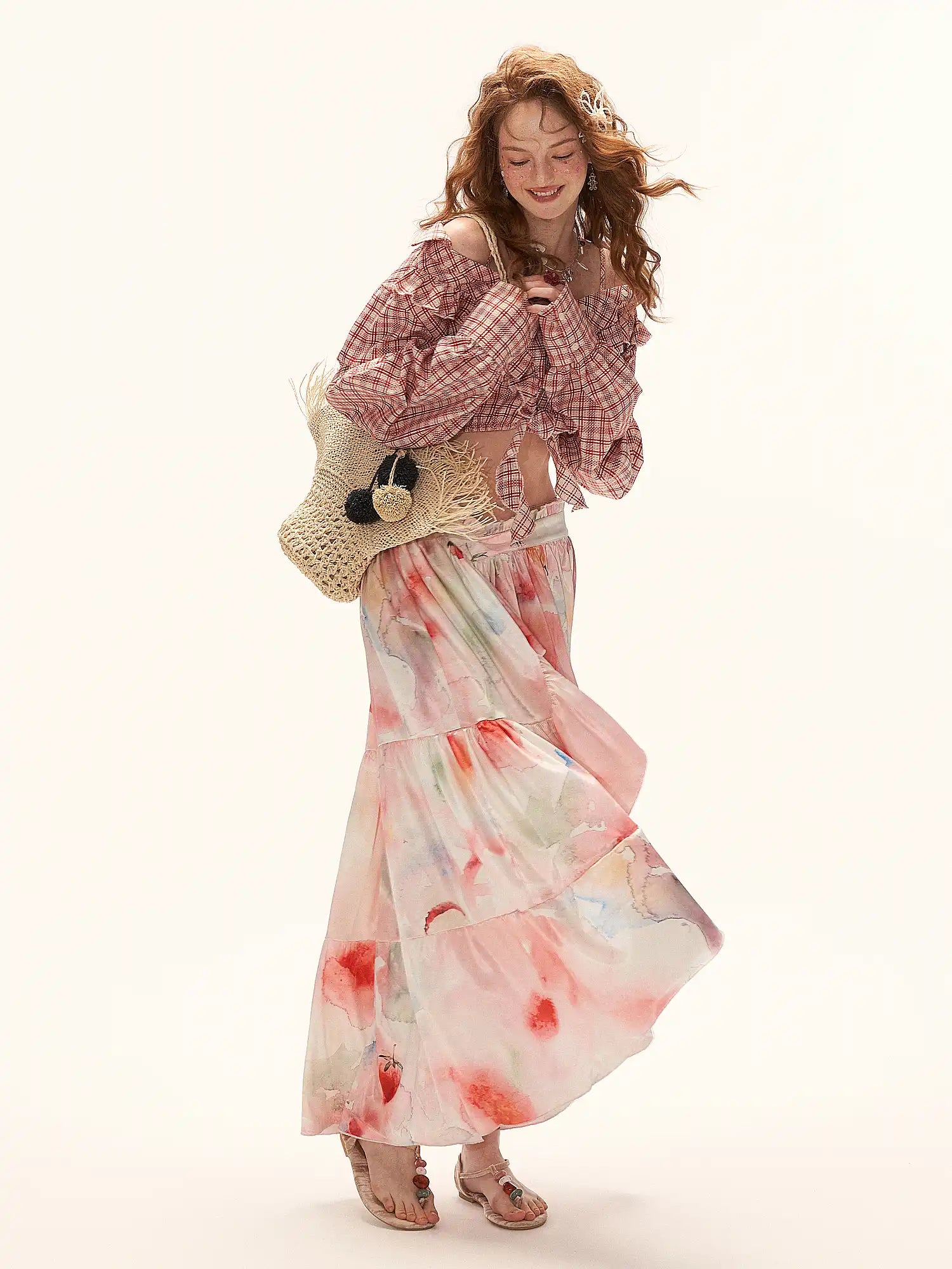 MAMC Y2K Fruity Tiered Ruffle Satin Wrap Skirt | Canton Collective