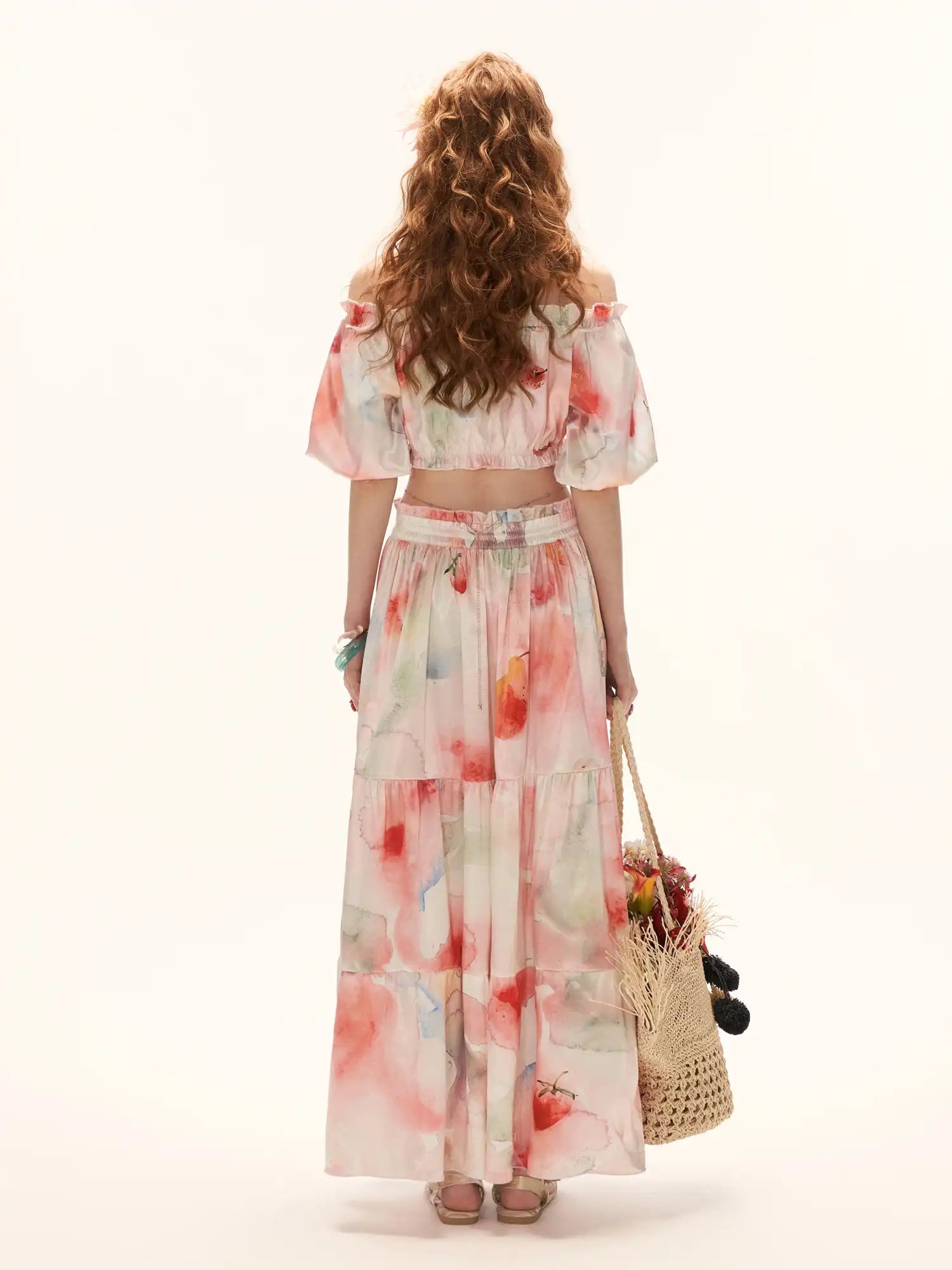 MAMC Y2K Fruity Tiered Ruffle Satin Wrap Skirt | Canton Collective