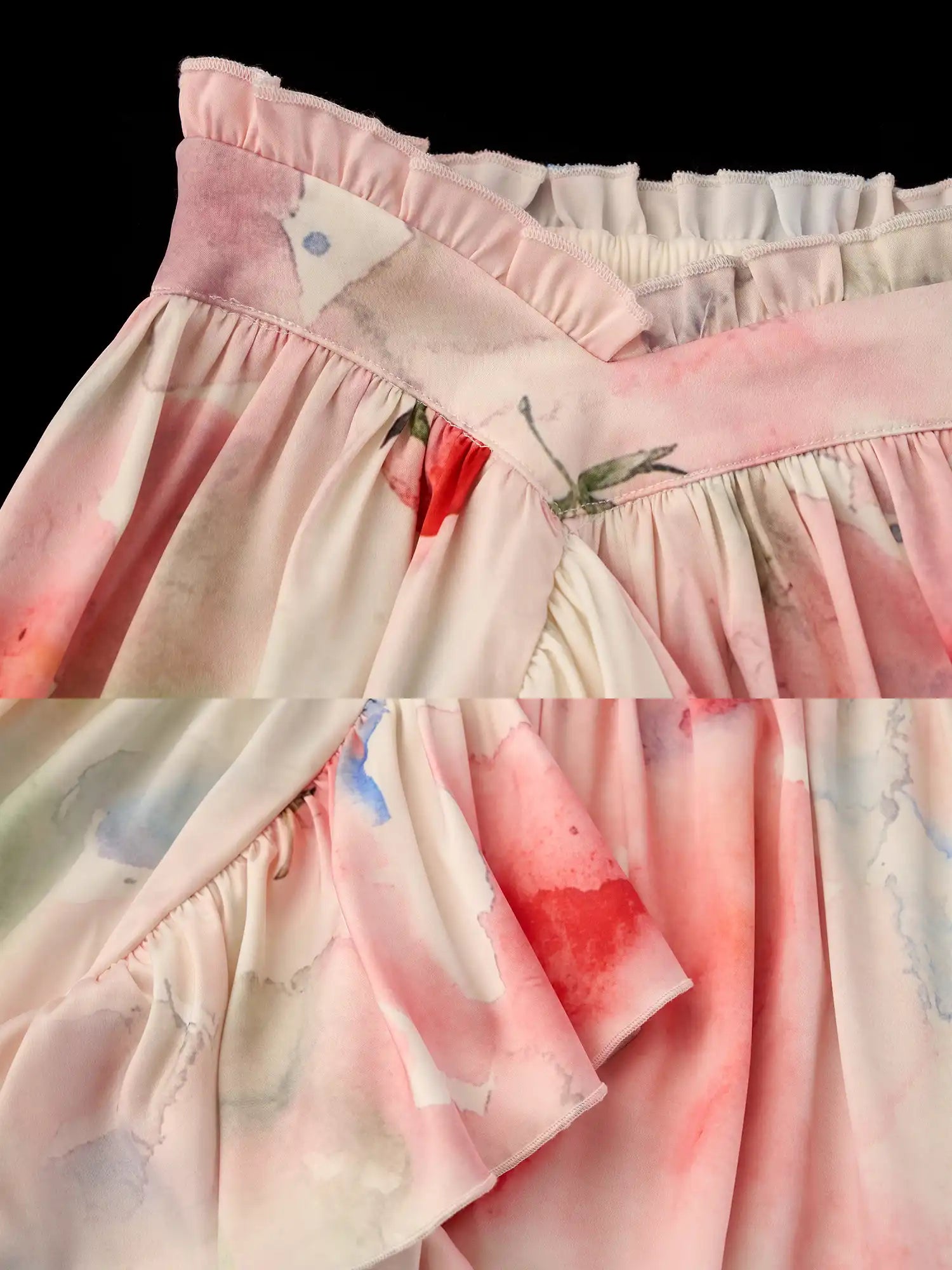 MAMC Y2K Fruity Tiered Ruffle Satin Wrap Skirt | Canton Collective