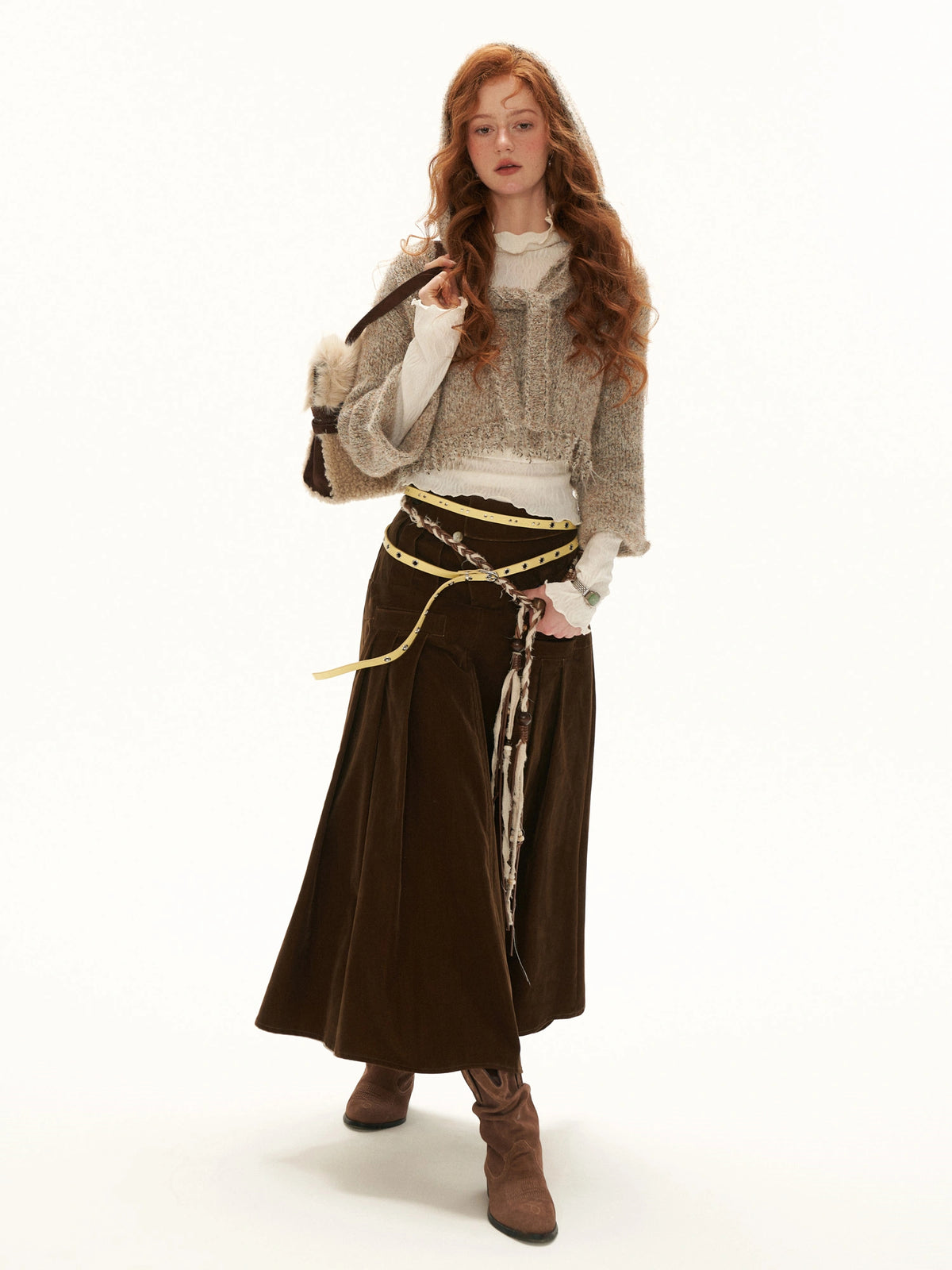 MAMC Y2K High-Waisted Pleated Midi Skirt | Canton Collective