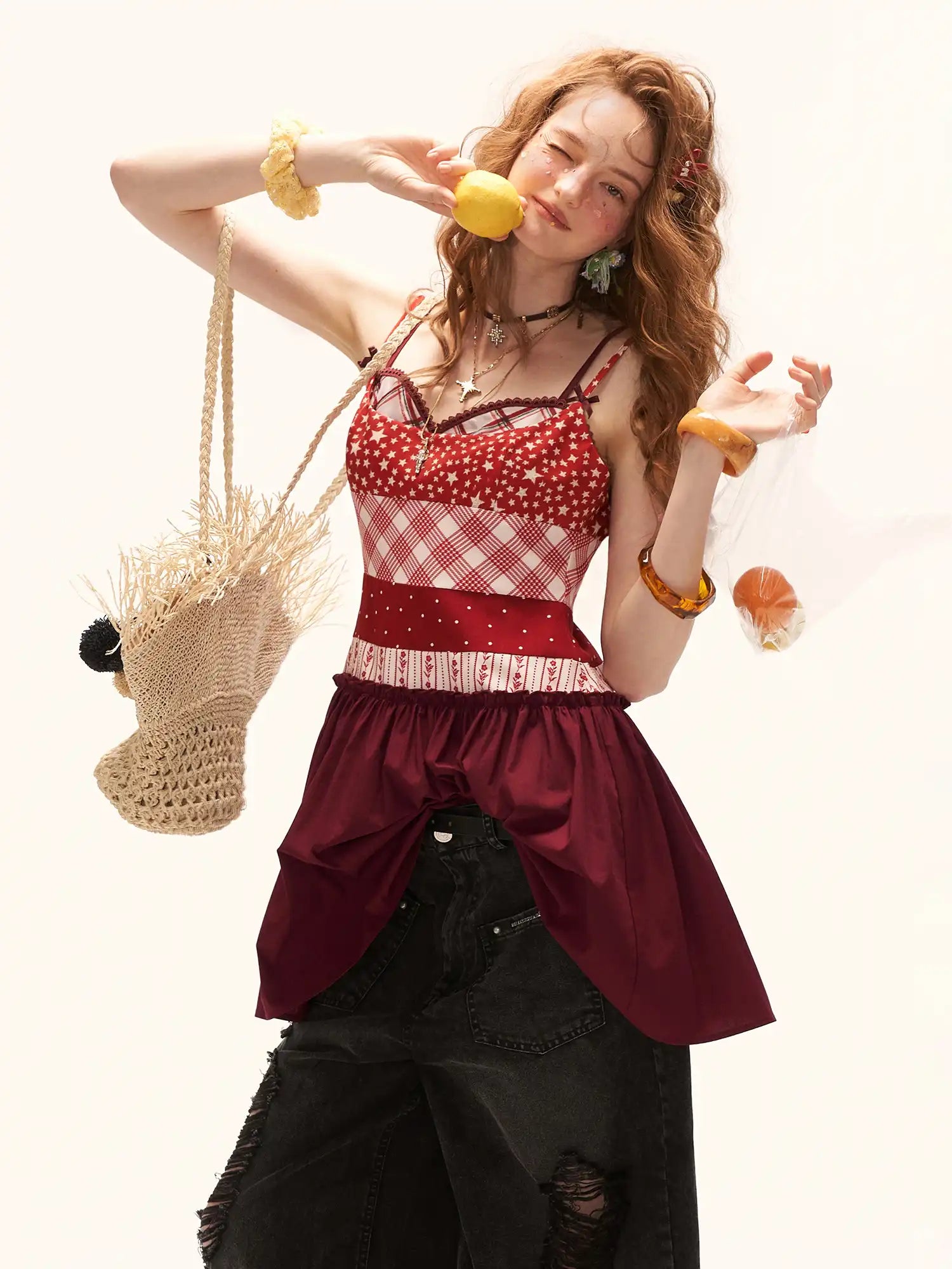 MAMC Y2K Layered Bra Style Slip Mini Red Dress | Canton Collective