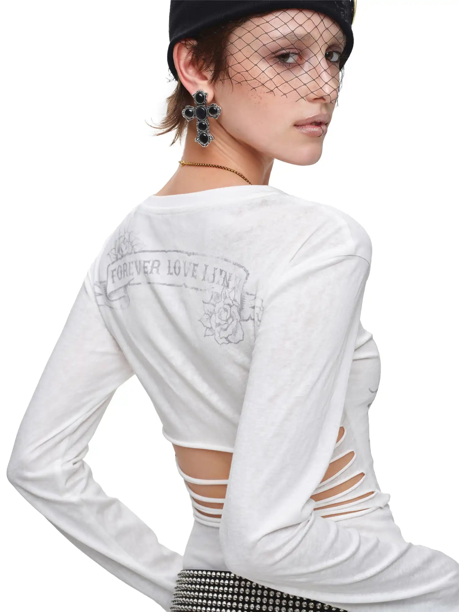 1Jinn Studio Y2K Long Sleeve Cut Out Back Top | Canton Collective