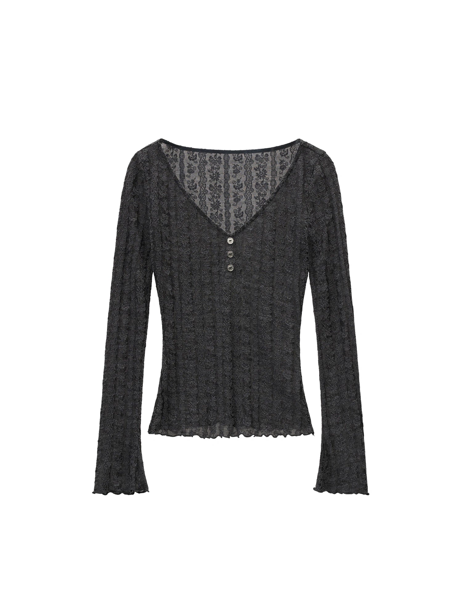 MAMC Y2K Long Sleeve V Neck Button Top | Canton Collective