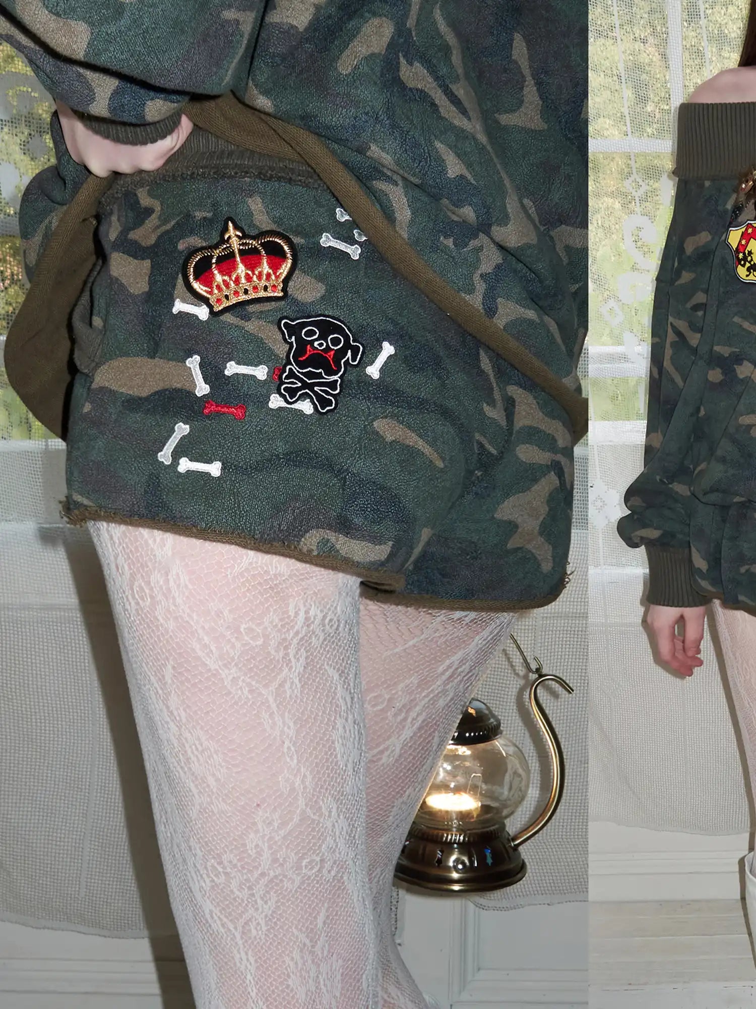 1Jinn Studio Y2K Low Rise Embroidered Camo Sweat Sexy Shorts | Canton Collective